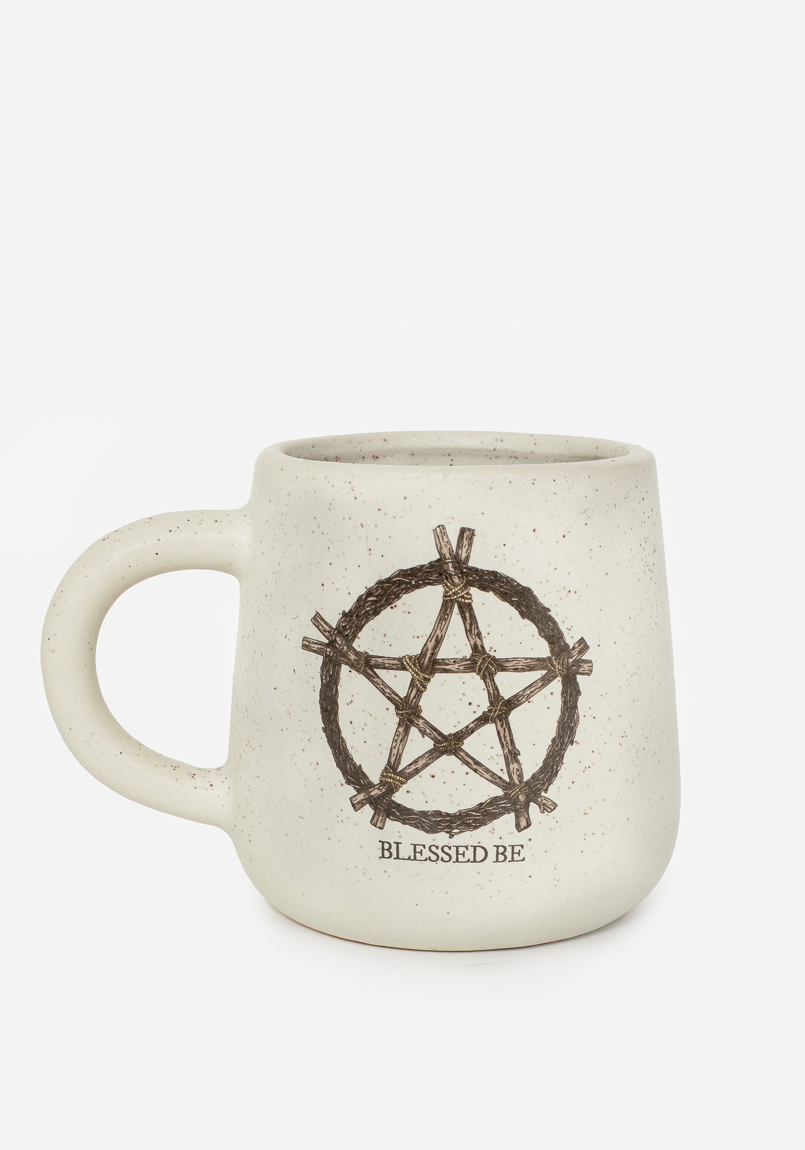 Pentacle Print Mug with Speckled Glaze - Blessed Be Design