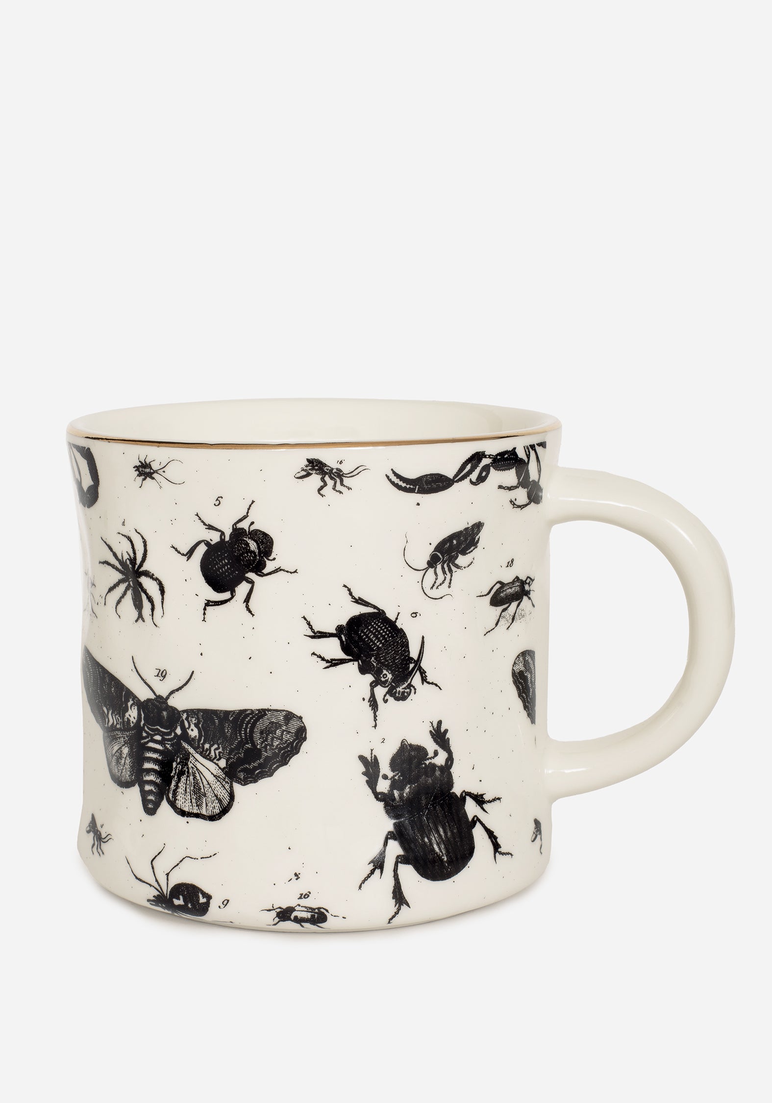 Parasite Bugs Print Ceramic Mug with Gold Foil Rim | Hand-Wrought Finish