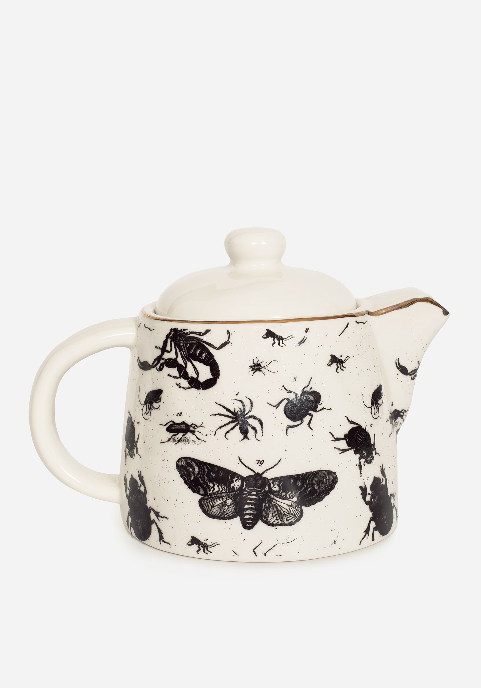 Ceramic Bug Print Teapot with Infuser | Hand-Wrought Design