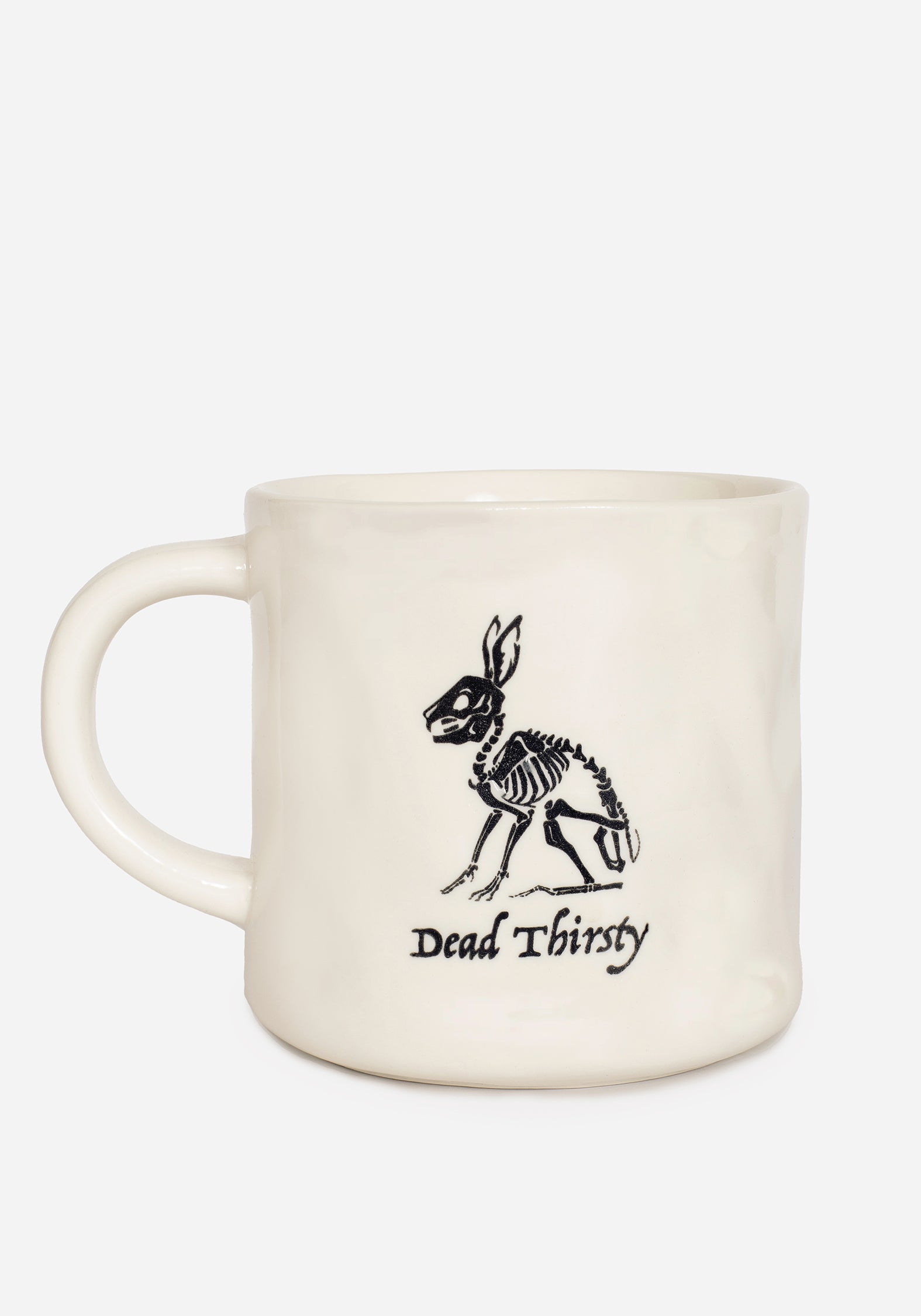 Dead Thirsty Gothic Mug with Rabbit Print | Hand-Wrought Ivory Finish