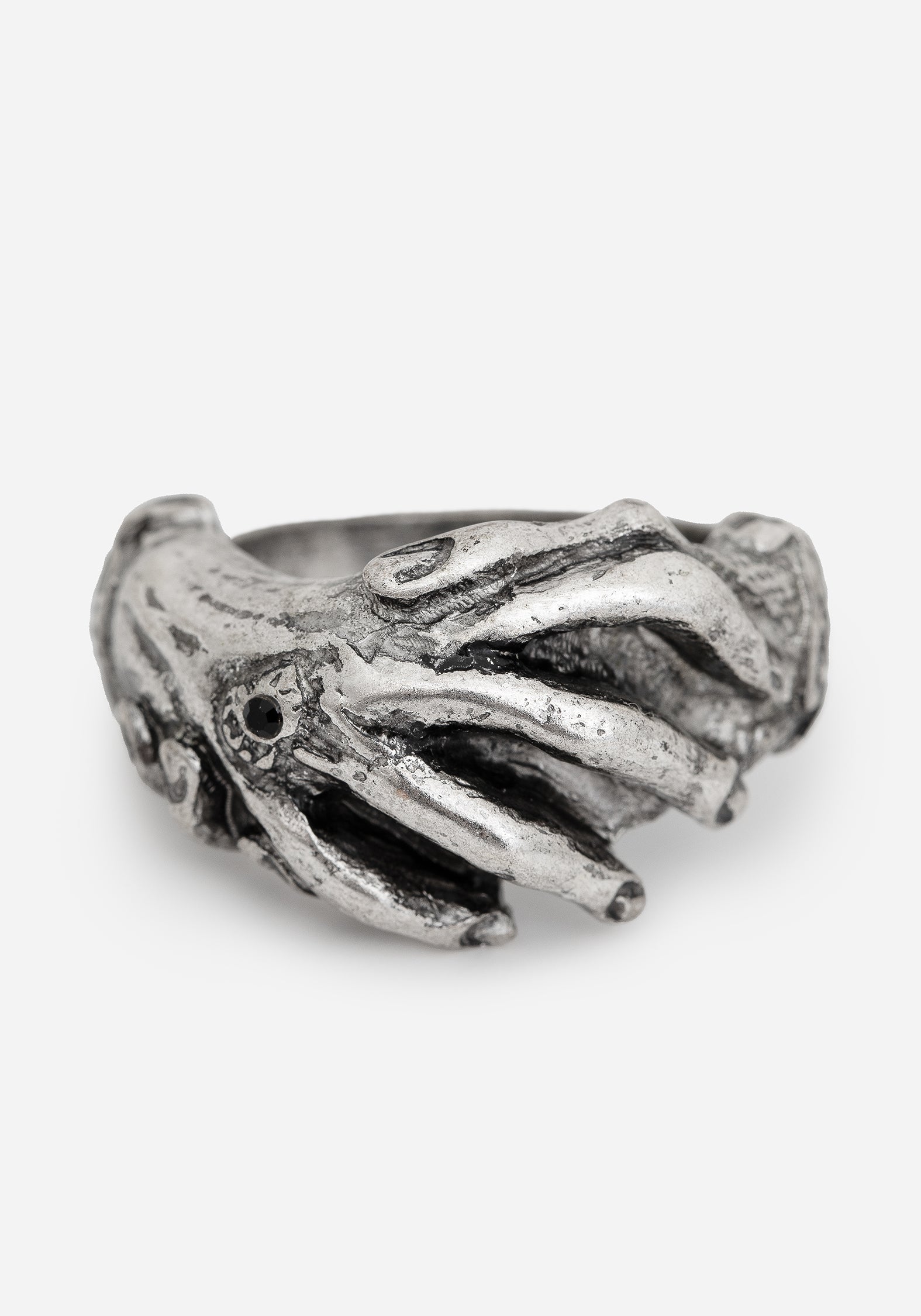 Handfasting Ring with Black Gem & Antiqued Silver Finish | Celtic Jewelry