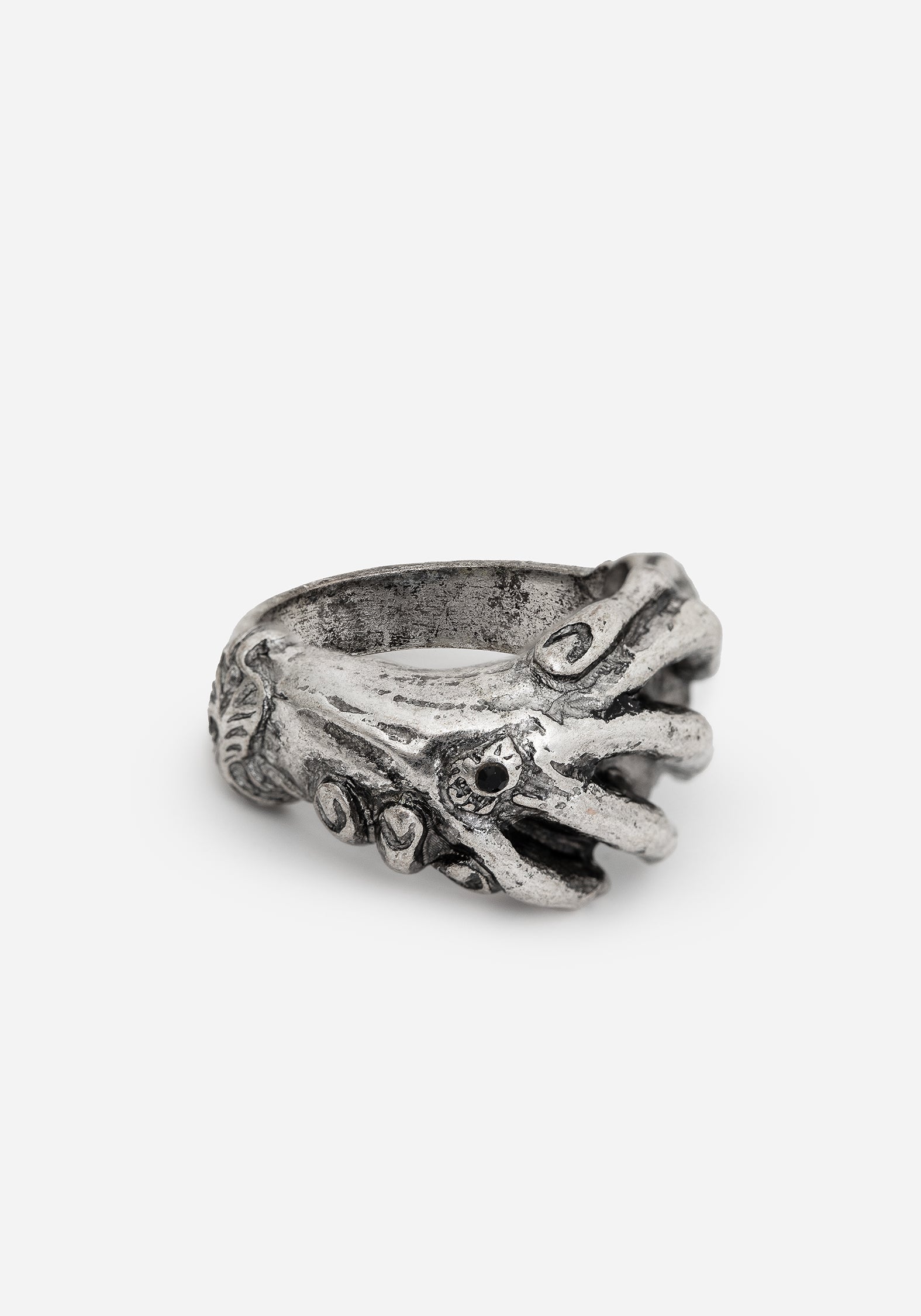 Handfasting Ring with Black Gem & Antiqued Silver Finish | Celtic Jewelry