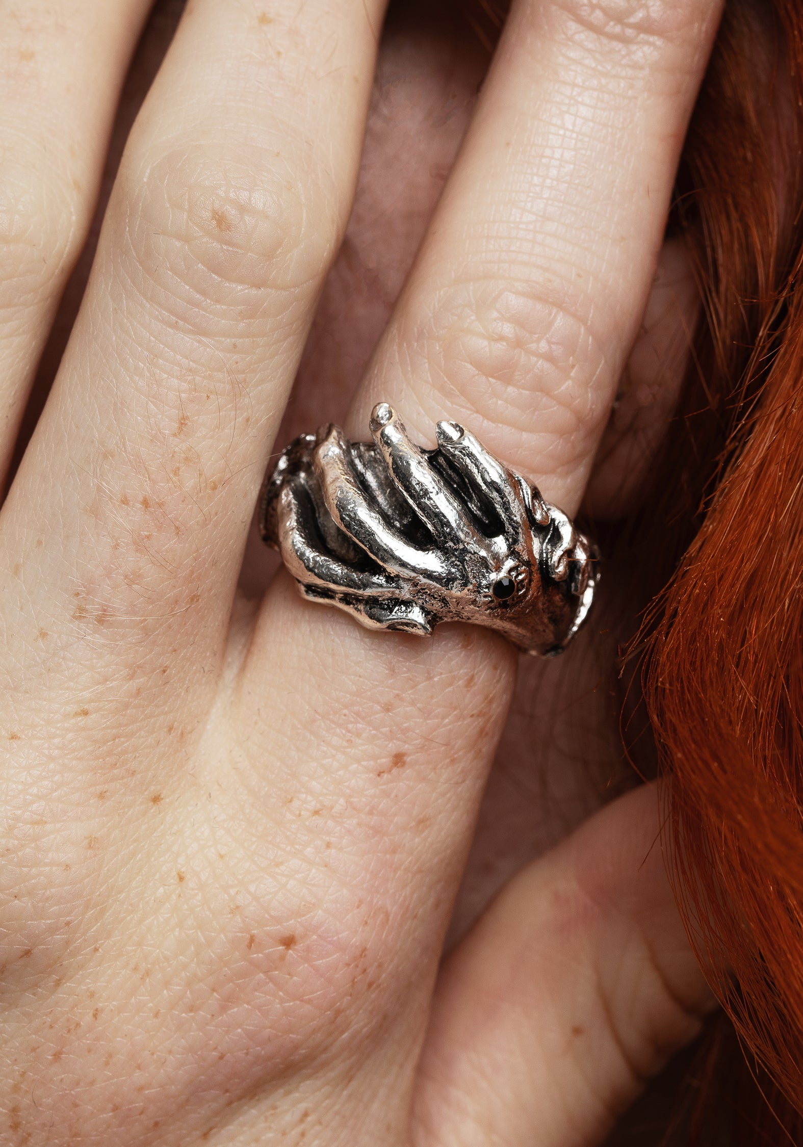 Handfasting Ring with Black Gem & Antiqued Silver Finish | Celtic Jewelry