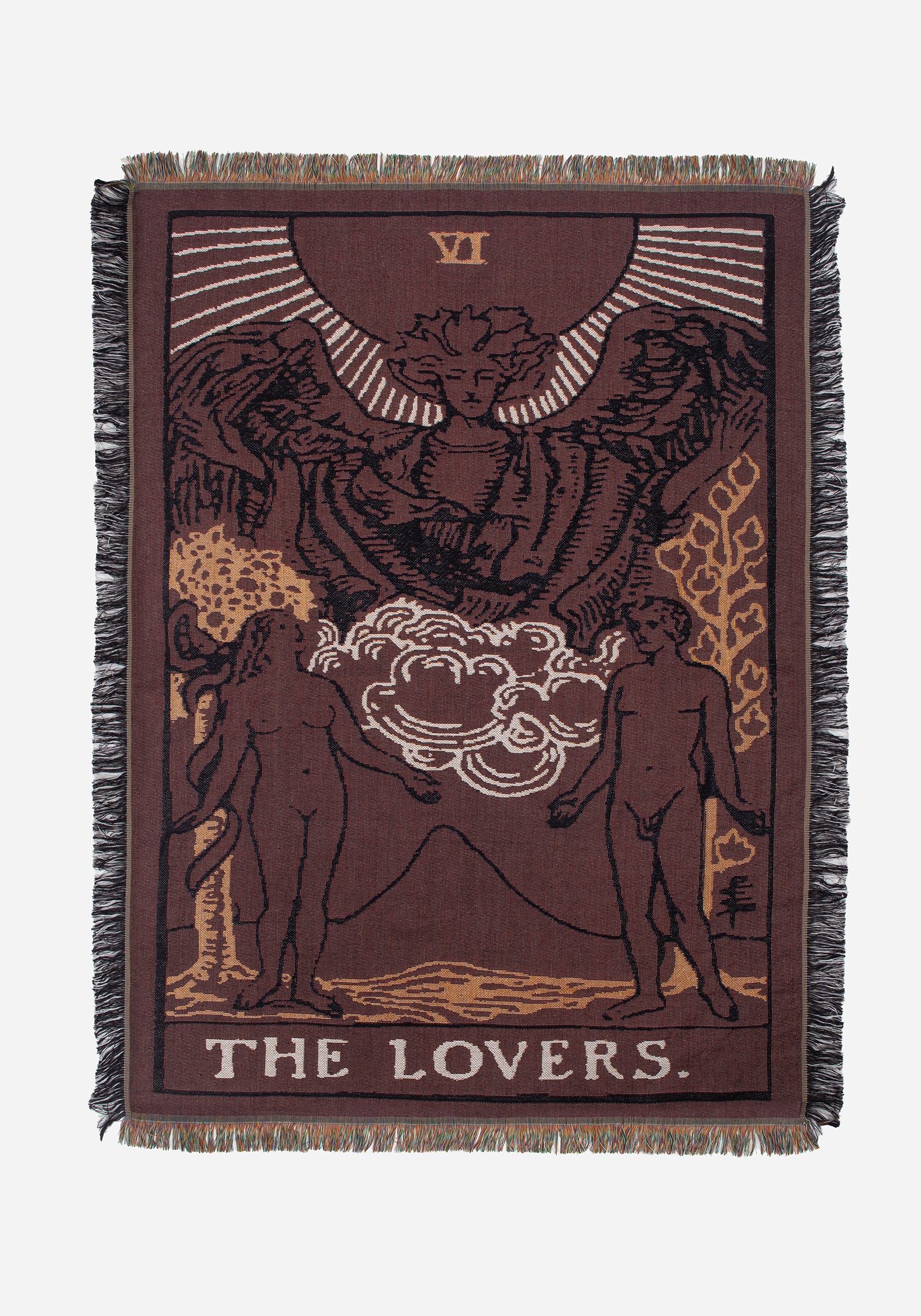 Lovers Tarot Woven Blanket - Red & Black Design | 80% Polyester