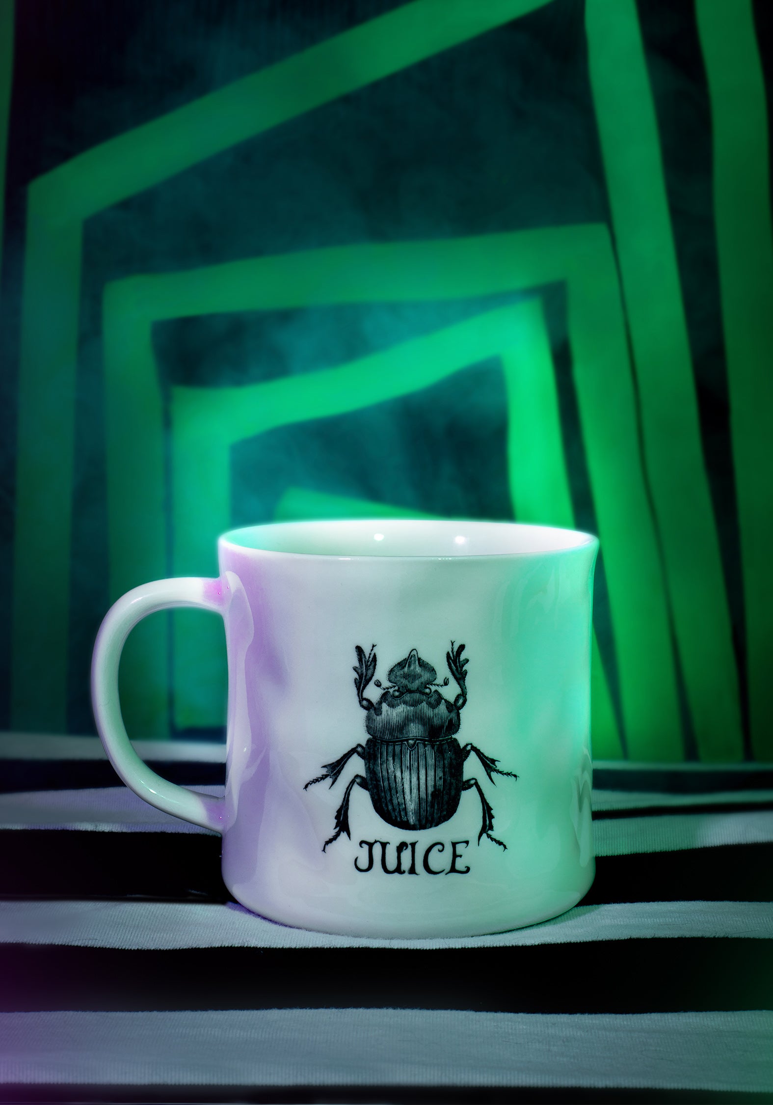 Ivory Speckled Mug with Beetle Design | Betelgeuse Hand-Wrought Finish