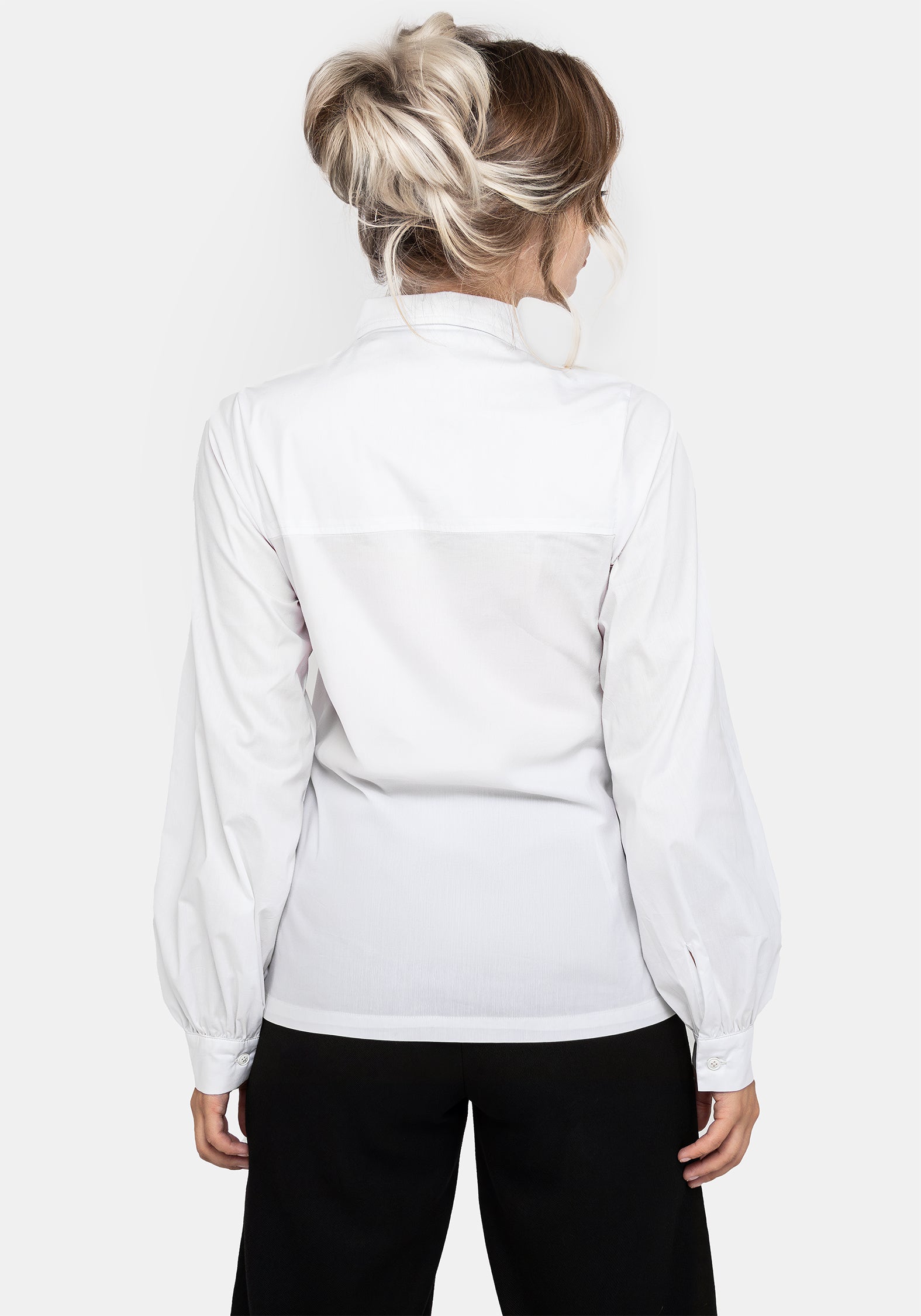 White Floral Embroidered Cotton Shirt | Cybele