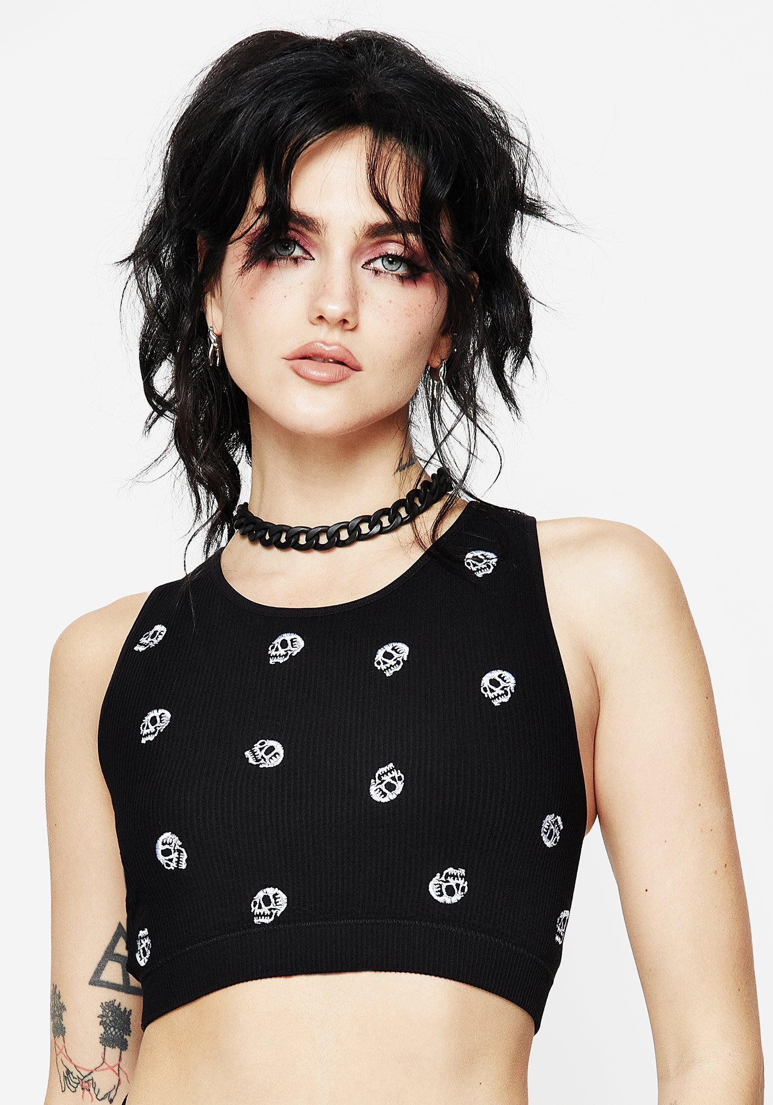 Skull Embroidered Racerback Bralet for Lounge & Layering | Mori