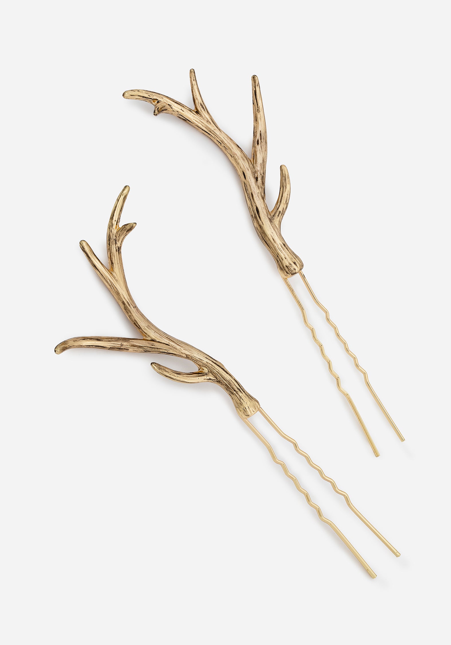 Golden Antler Hair Pins for Buns & Updos | Faline Elegance