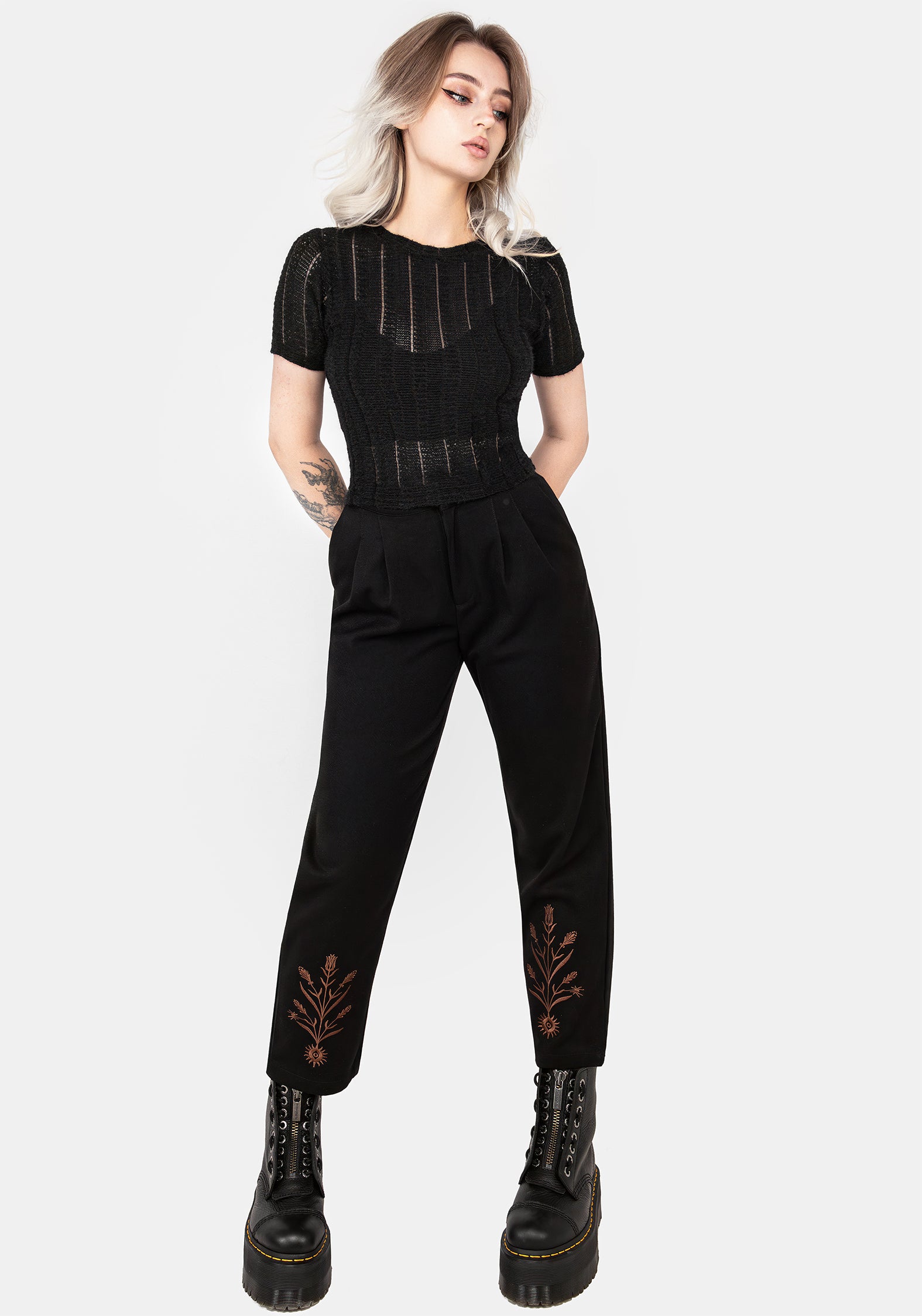 Crinkle Crop Top in Black | Slim Fit & Sheer Texture | Donner