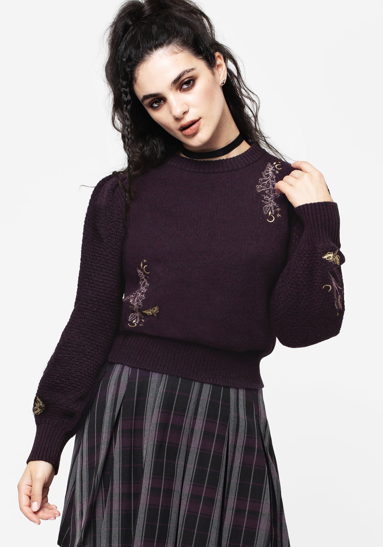 Foxglove Embroidered Knit Sweater | Floral Long-Sleeve Jumper