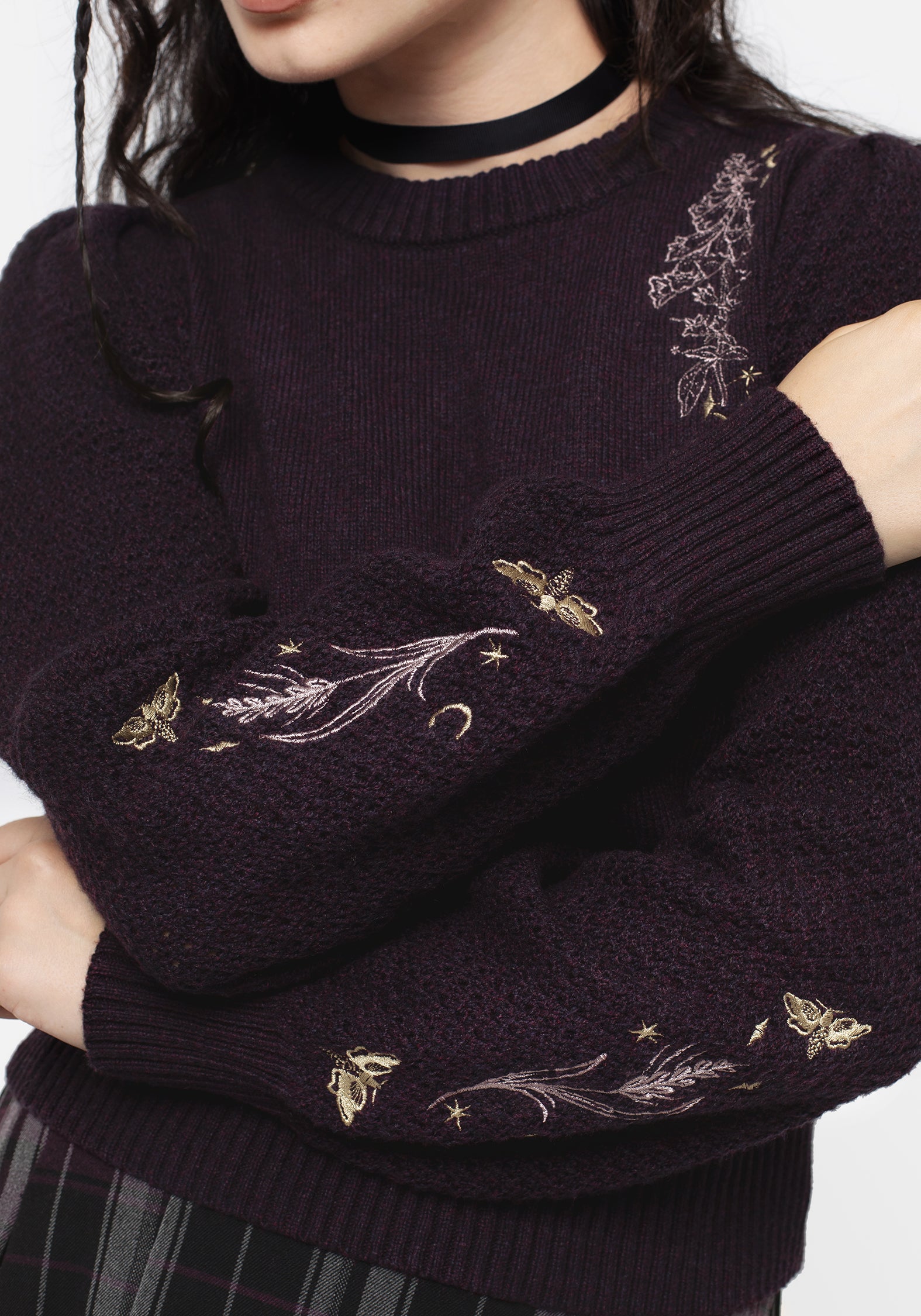 Foxglove Embroidered Knit Sweater | Floral Long-Sleeve Jumper