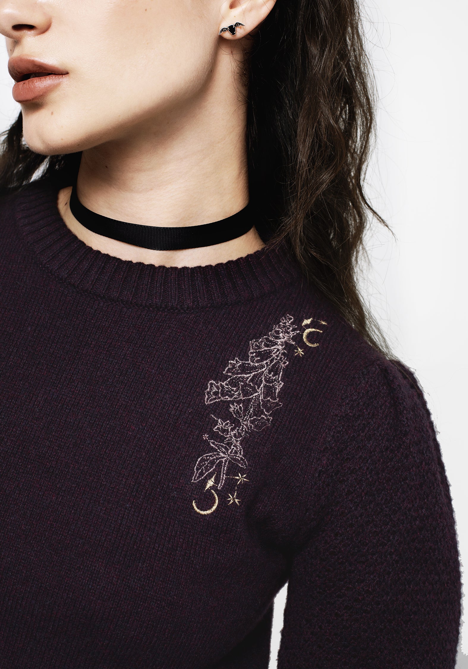 Foxglove Embroidered Knit Sweater | Floral Long-Sleeve Jumper