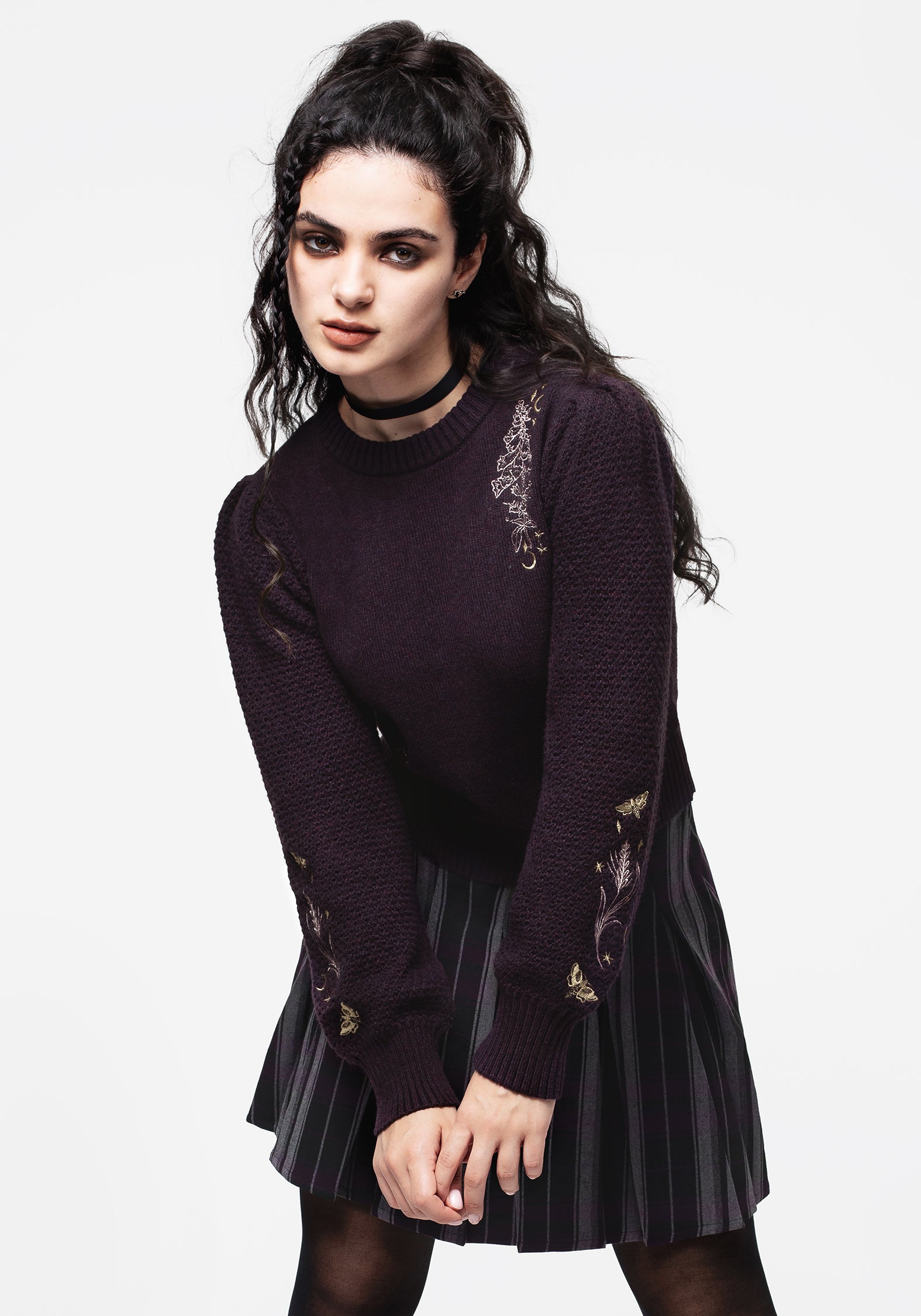 Foxglove Embroidered Knit Sweater | Floral Long-Sleeve Jumper