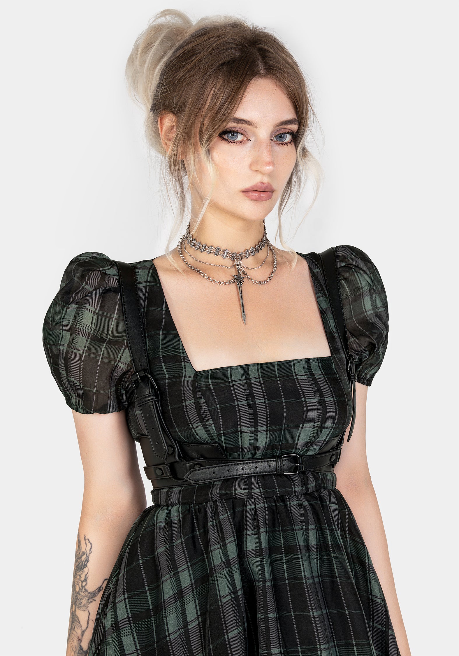Black Faux Leather Adjustable Harness with Buckles | Maeve Western