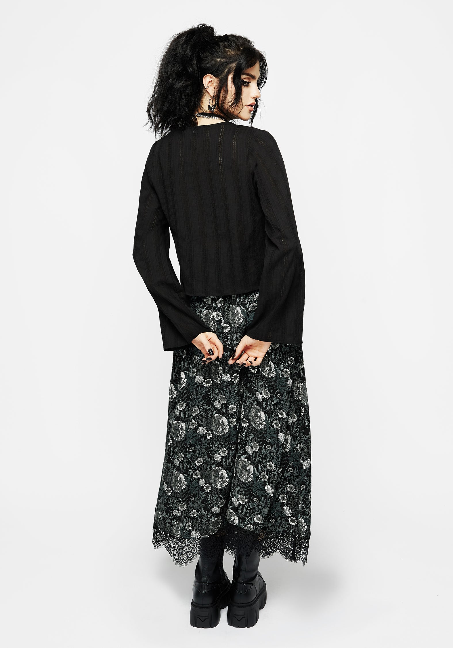 Broderie Flute Sleeve Button-Up Blouse | Marcia