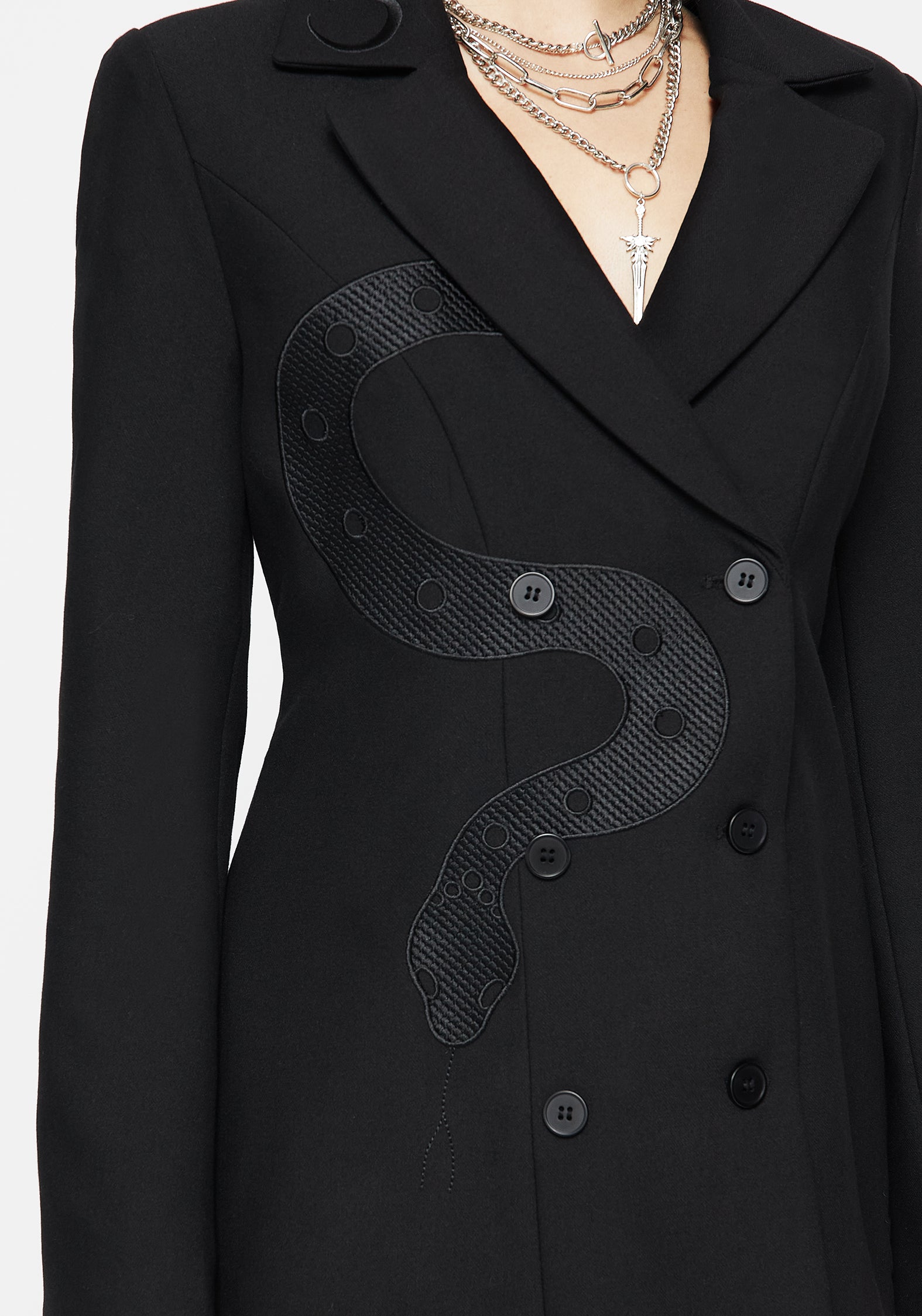 Snake Embroidered Blazer Dress - Oversized Mini Length | Brianne