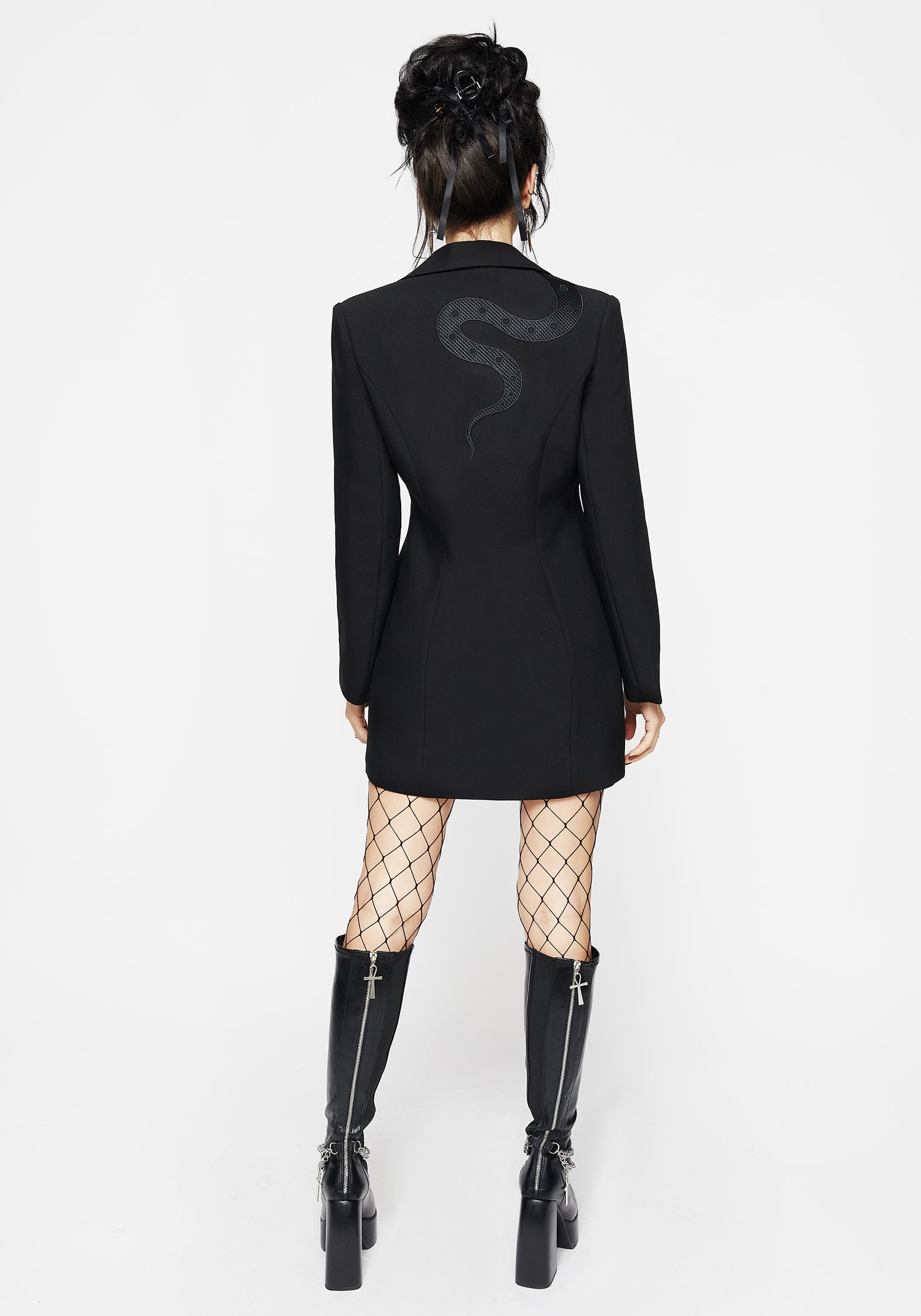 Snake Embroidered Blazer Dress - Oversized Mini Length | Brianne