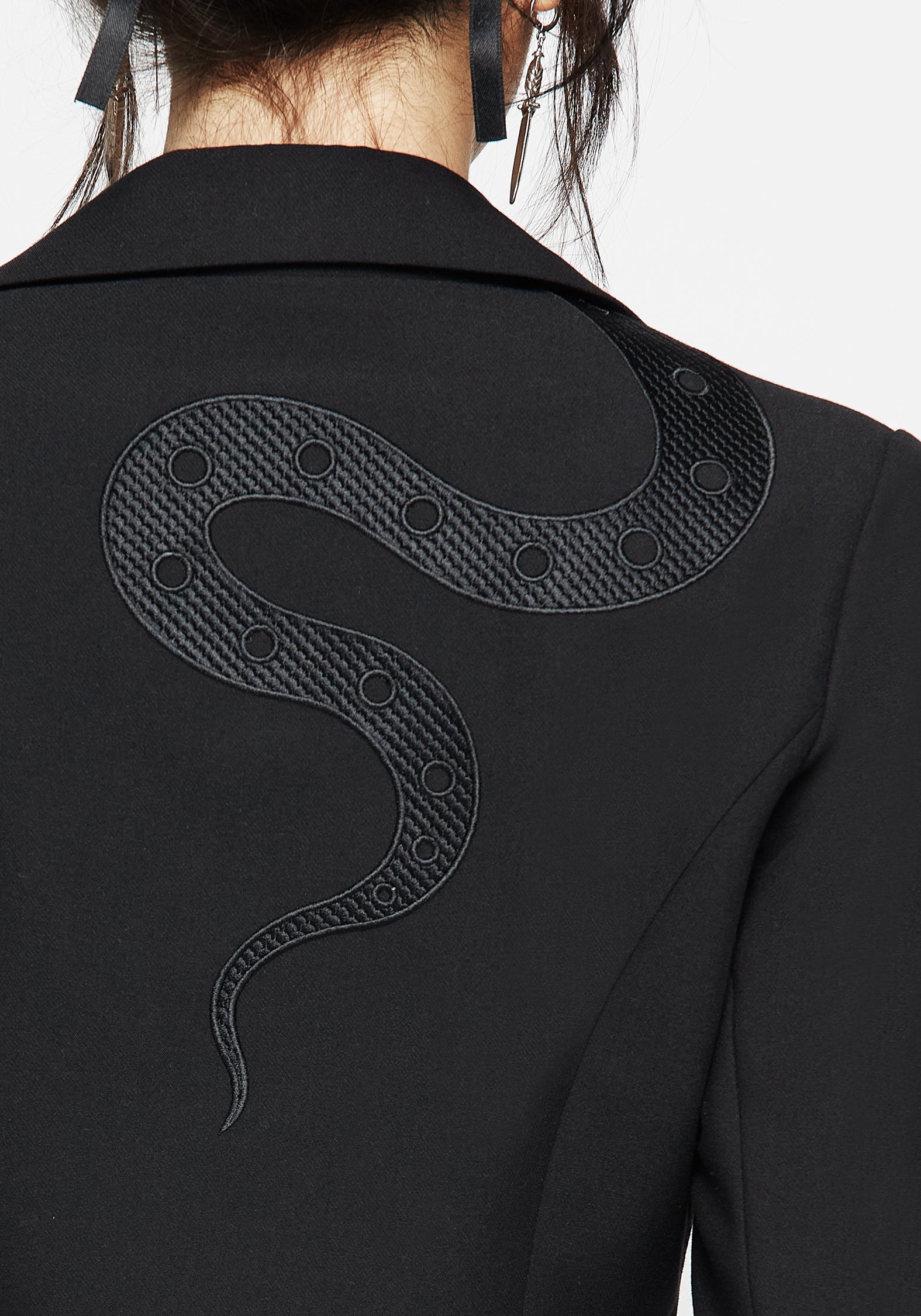 Snake Embroidered Blazer Dress - Oversized Mini Length | Brianne