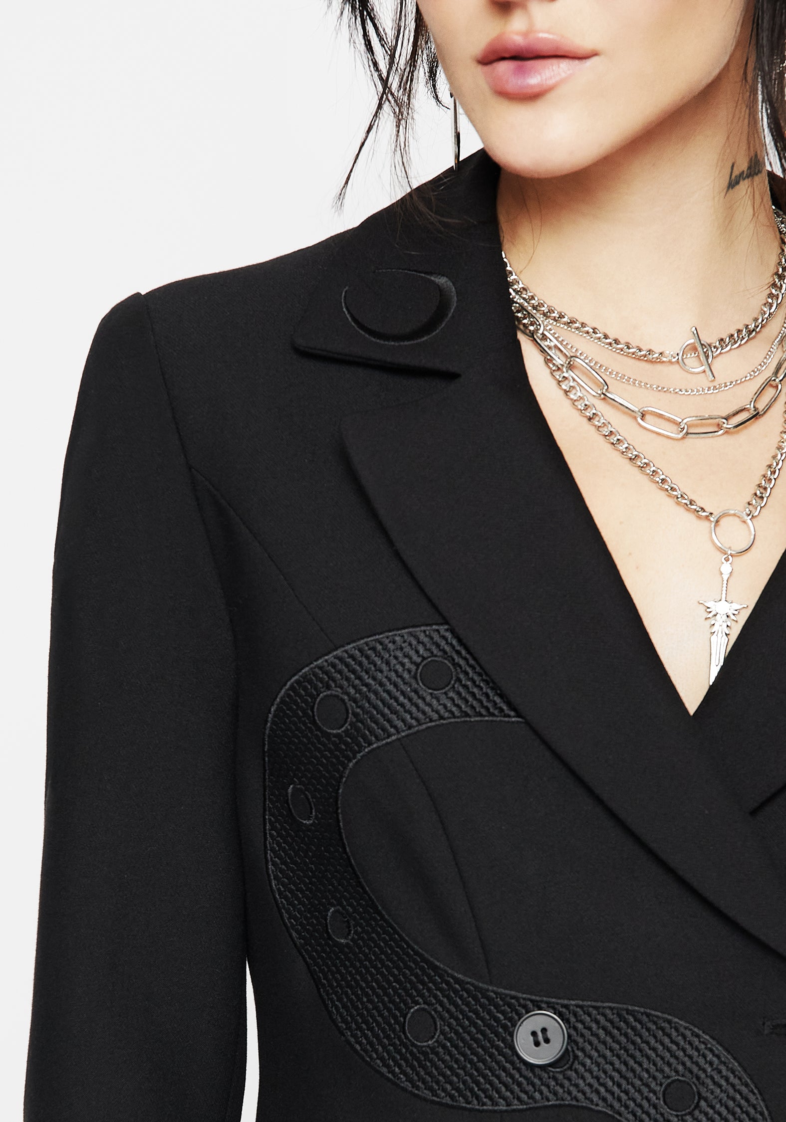 Snake Embroidered Blazer Dress - Oversized Mini Length | Brianne