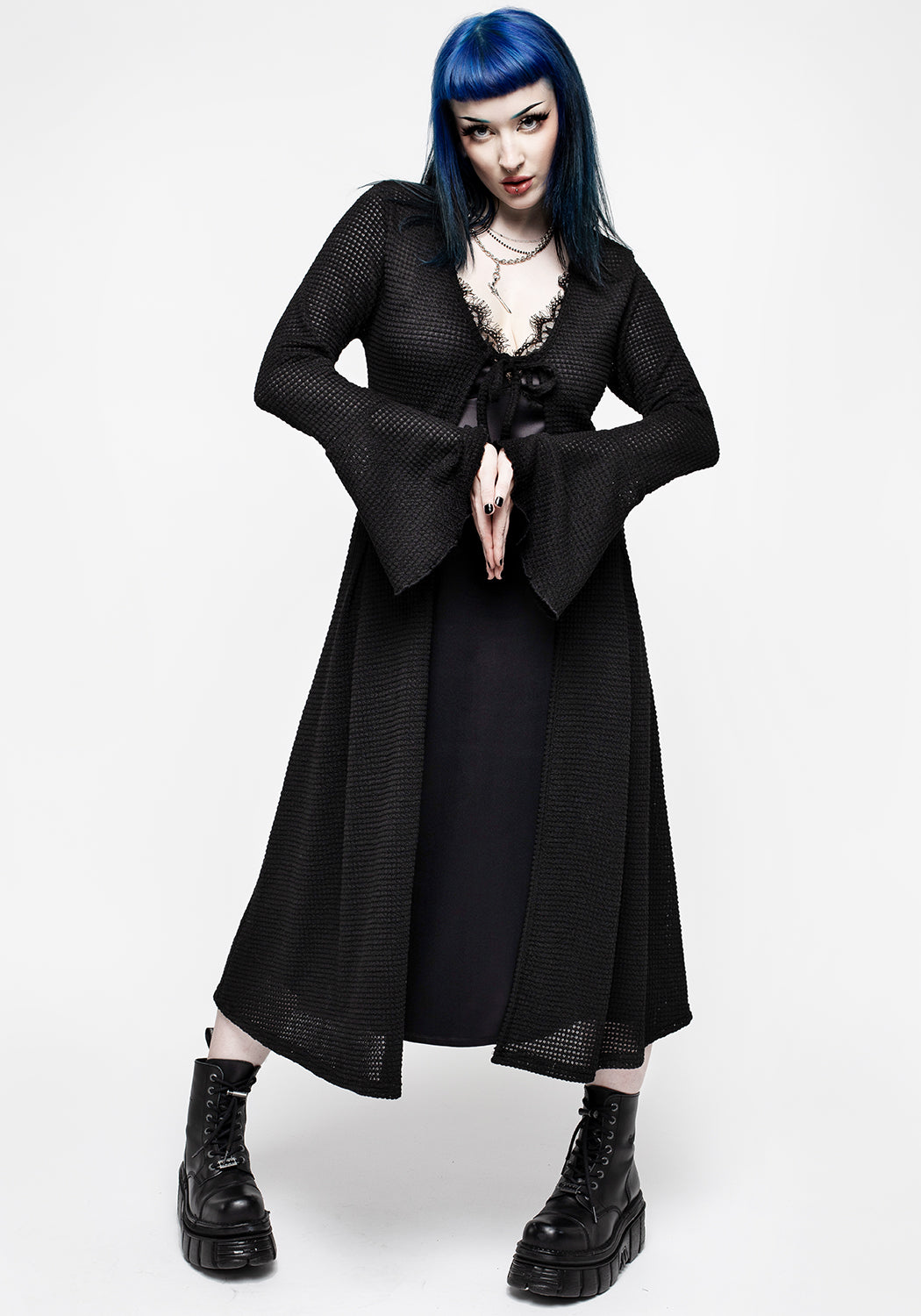 Textured Tie Front Long Cardigan for Maxi Dresses | Xana