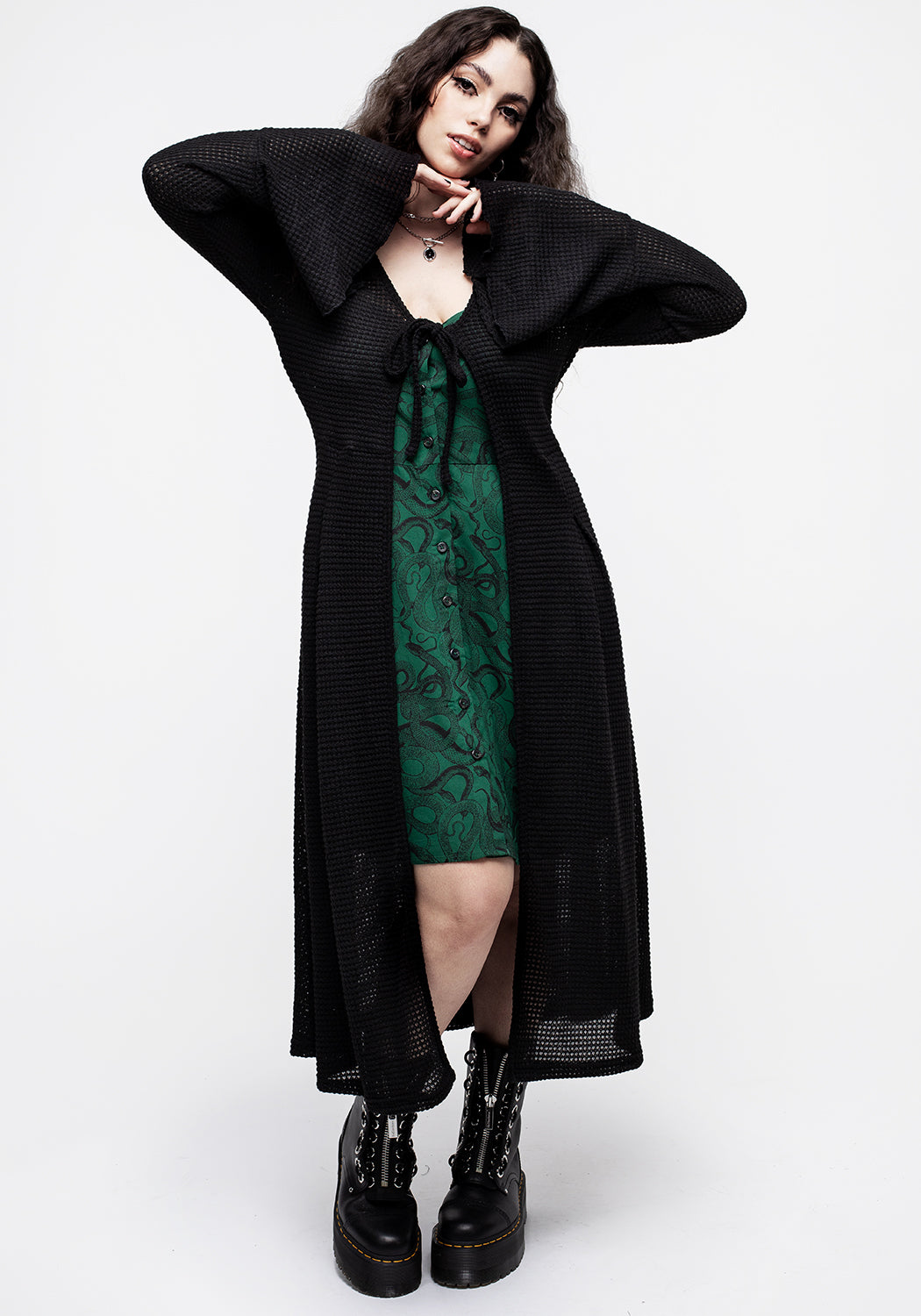 Textured Tie Front Long Cardigan for Maxi Dresses | Xana
