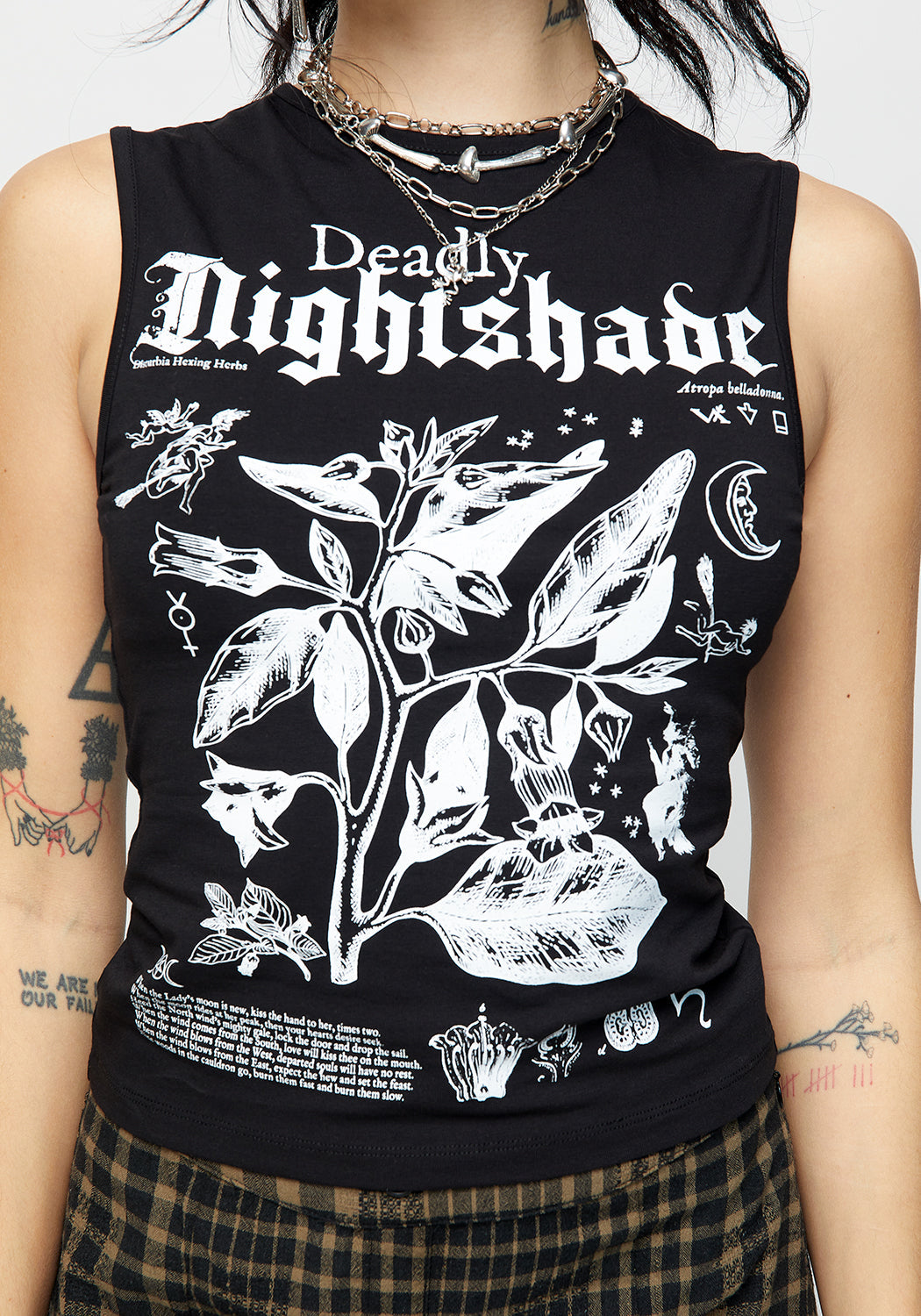 Black Graphic Sleeveless Tee - Slim Fit Cotton Stretch | Nightshade