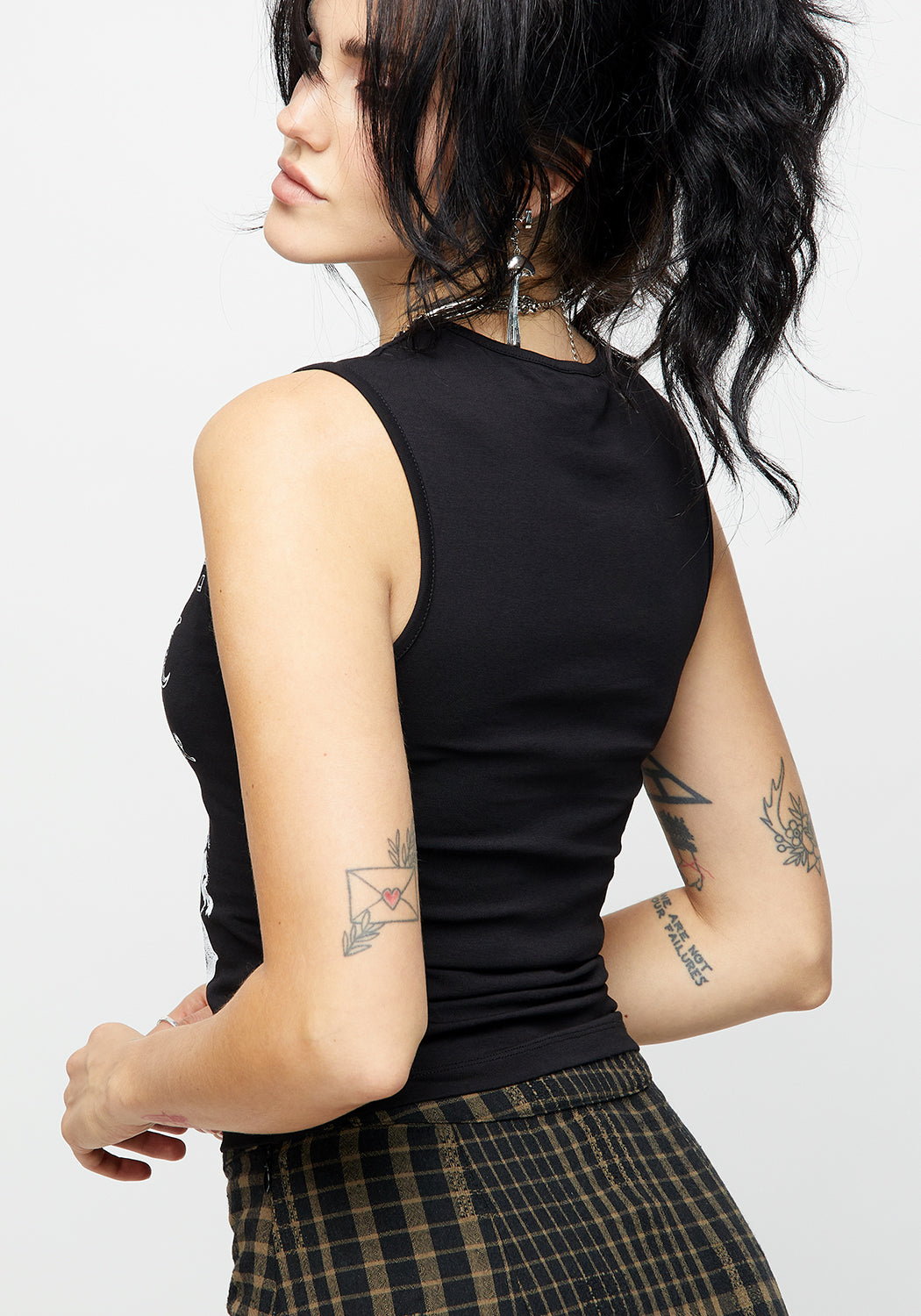 Black Graphic Sleeveless Tee - Slim Fit Cotton Stretch | Nightshade