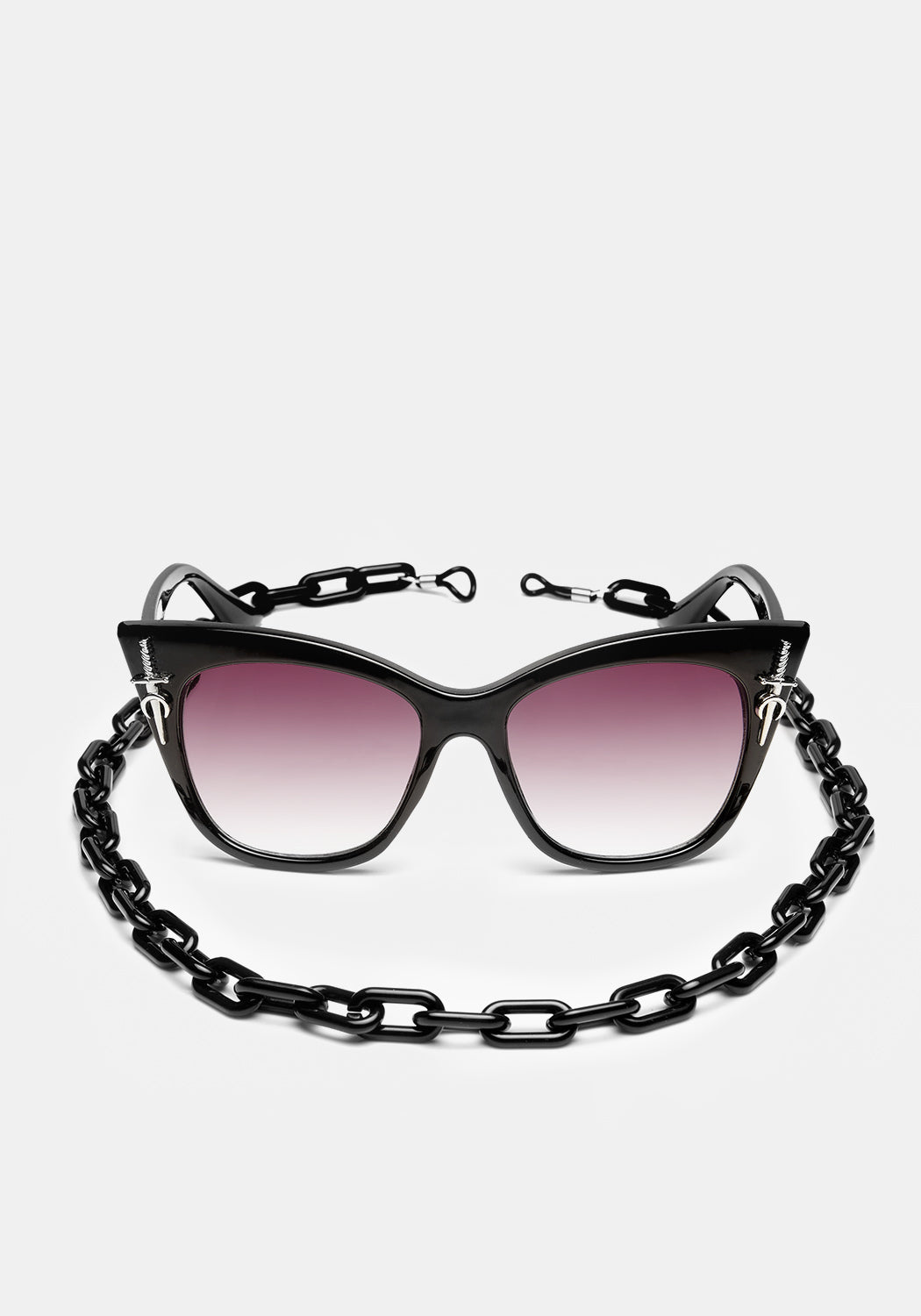 Cat Eye Sunglasses with Black Chain & UV Protection | Disturbia