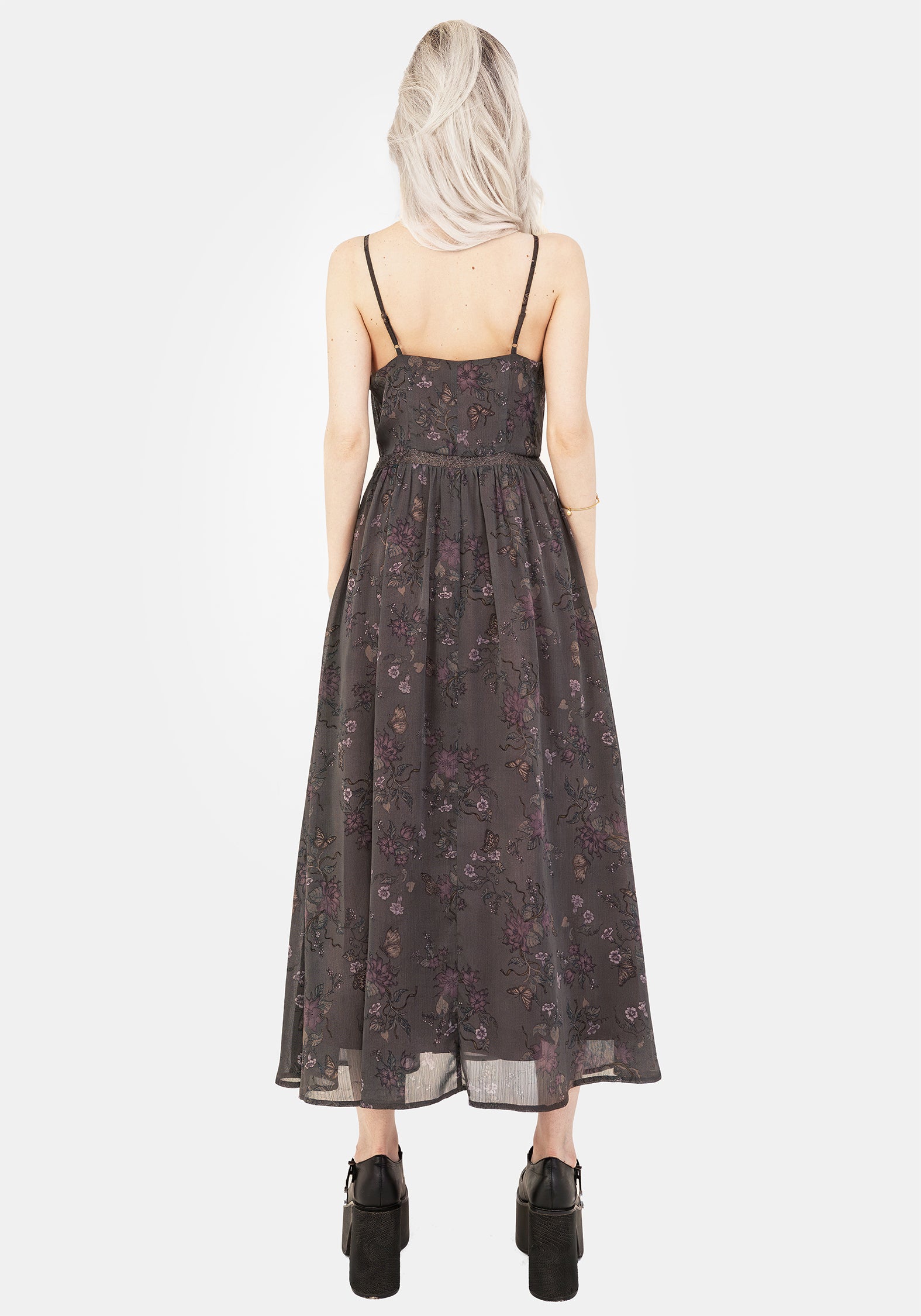 Brown Floral Lace Cami Dress with Adjustable Straps | Arnora