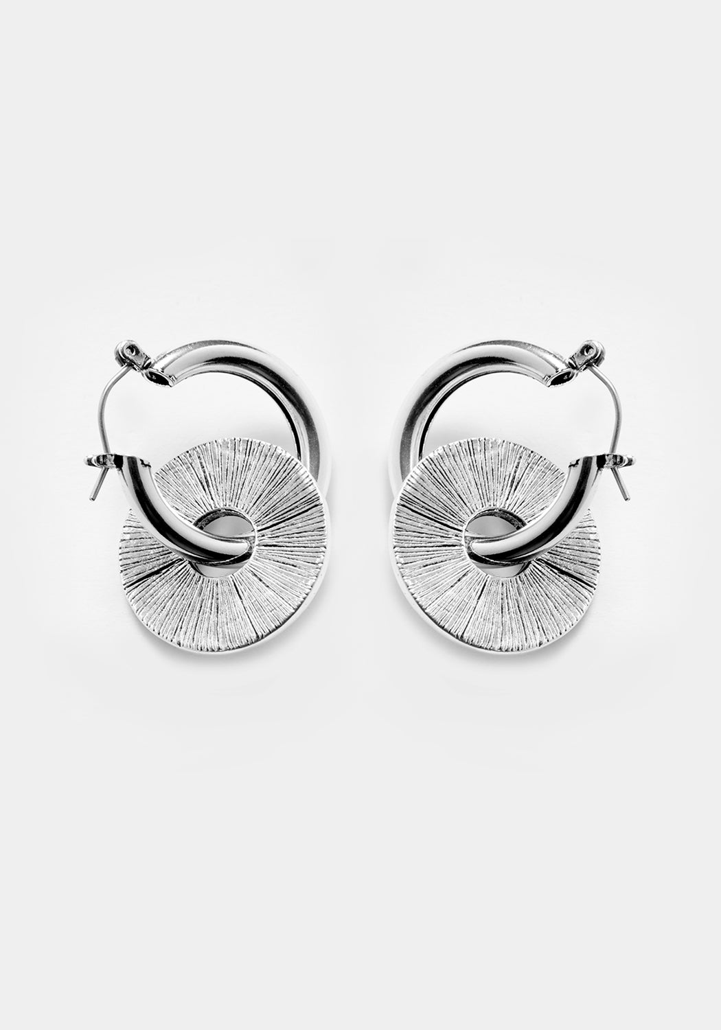 Silver-Plated Rune Hoop Earrings with Cosmic Symbols | Handcrafted Jewelry
