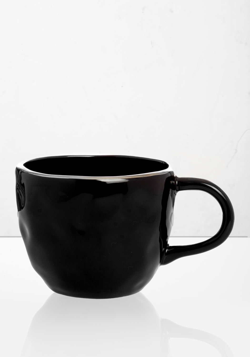 Gothic Witch Ceramic Cup with Metallic Rim | Hand-Wrought Black Mug