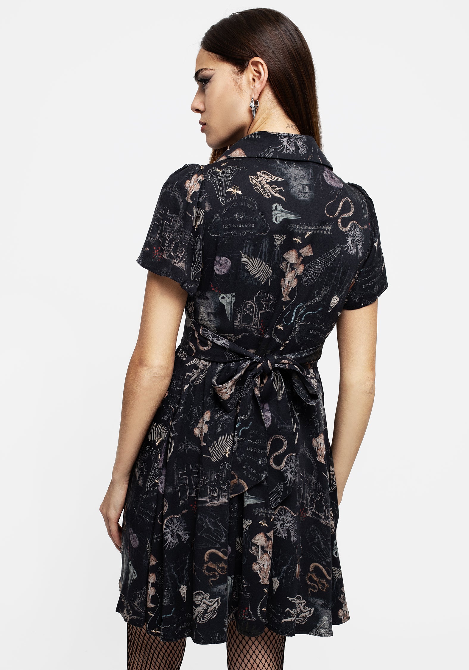 Gothic Victoriana Print Mini Shirt Dress | Eco-Viscose & Breathable