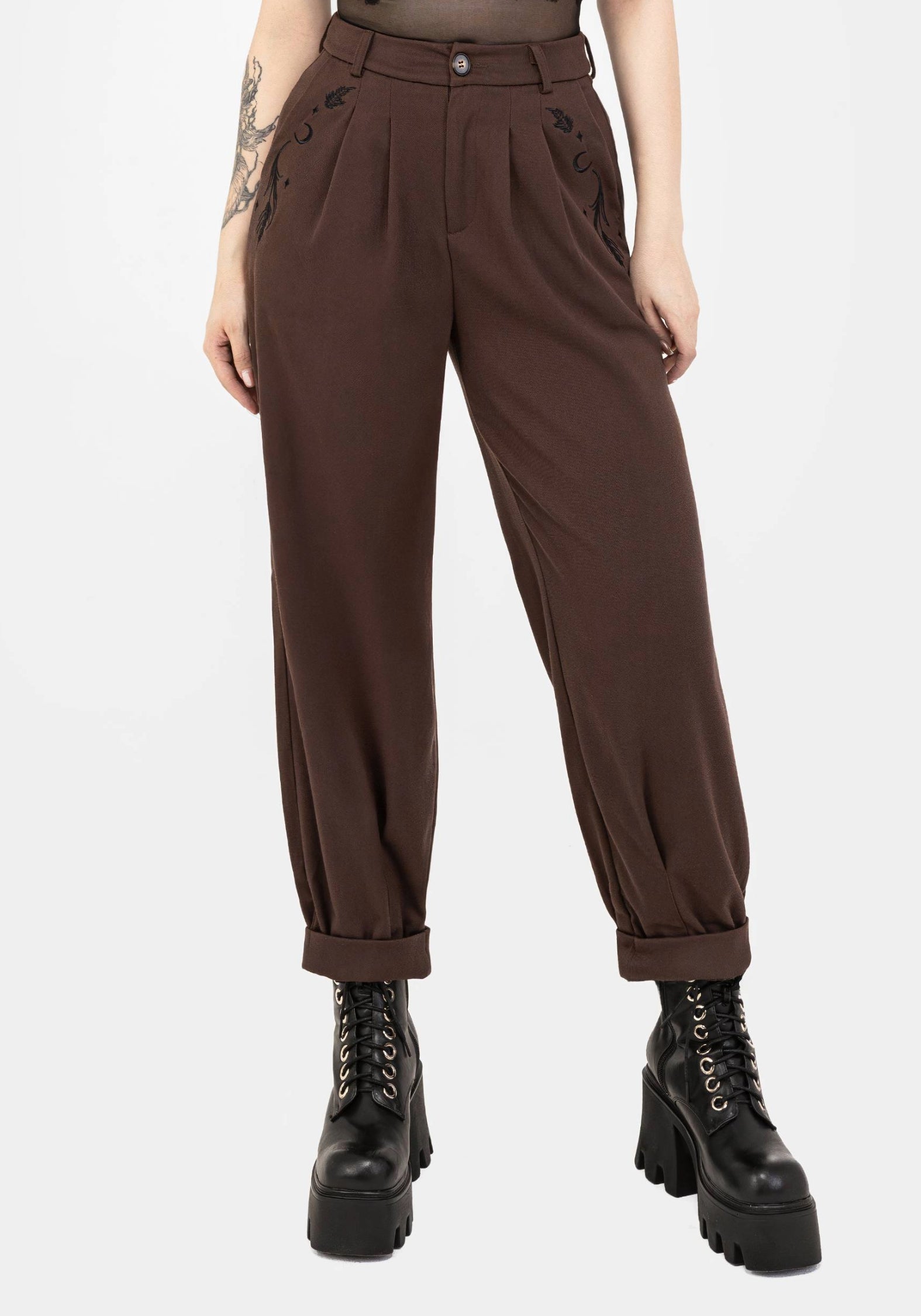 Embroidered Balloon Trousers for Women | High-Rise & Comfort Fit | Dianne