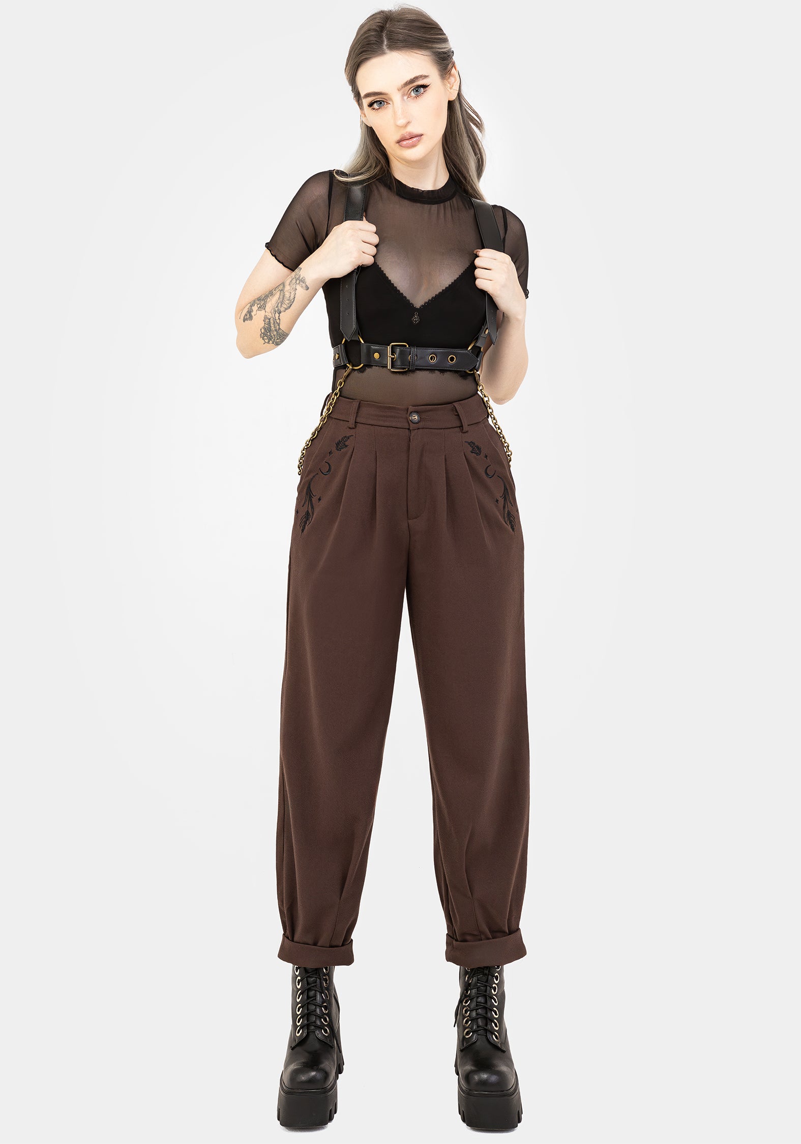 Embroidered Balloon Trousers for Women | High-Rise & Comfort Fit | Dianne