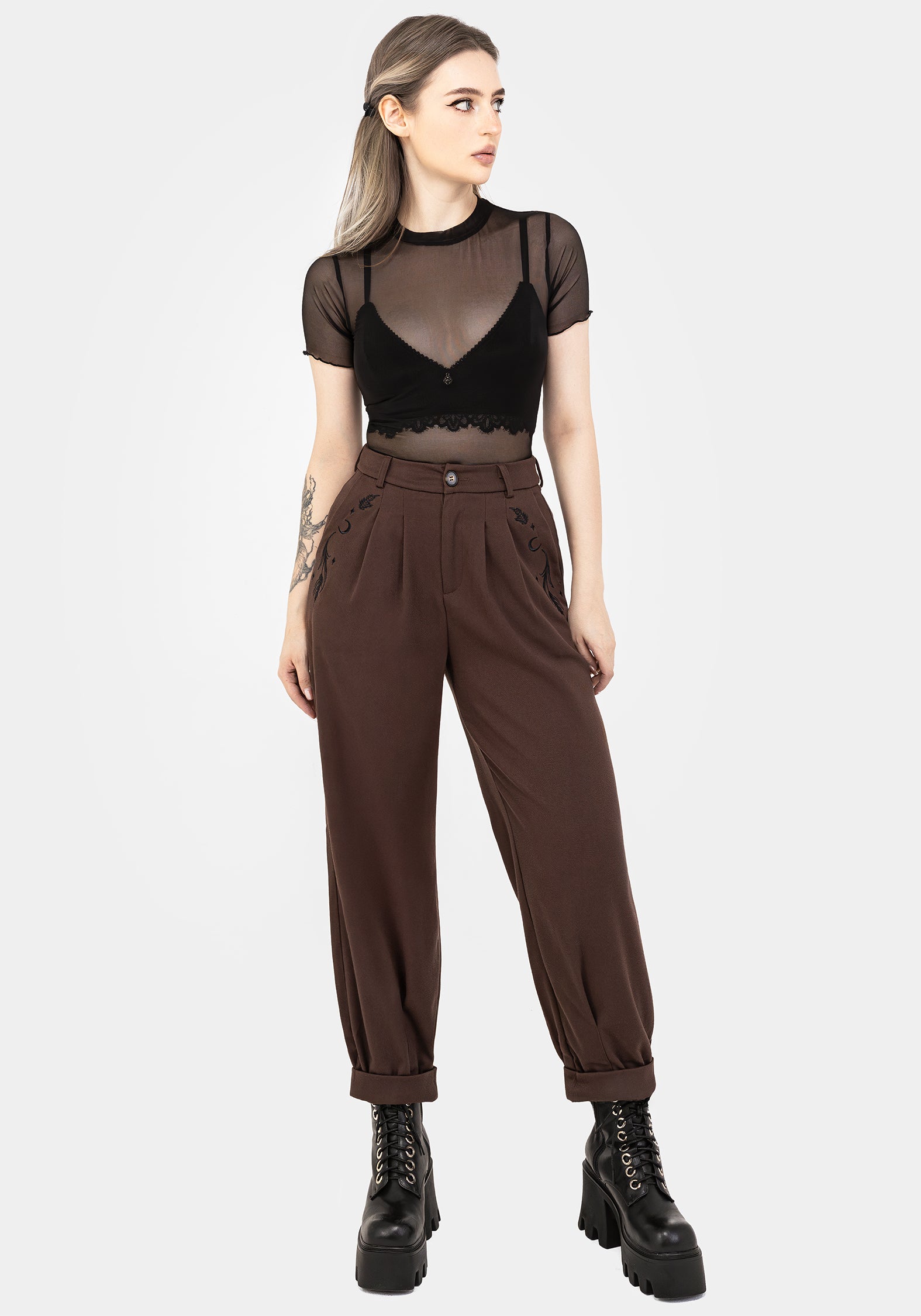 Embroidered Balloon Trousers for Women | High-Rise & Comfort Fit | Dianne