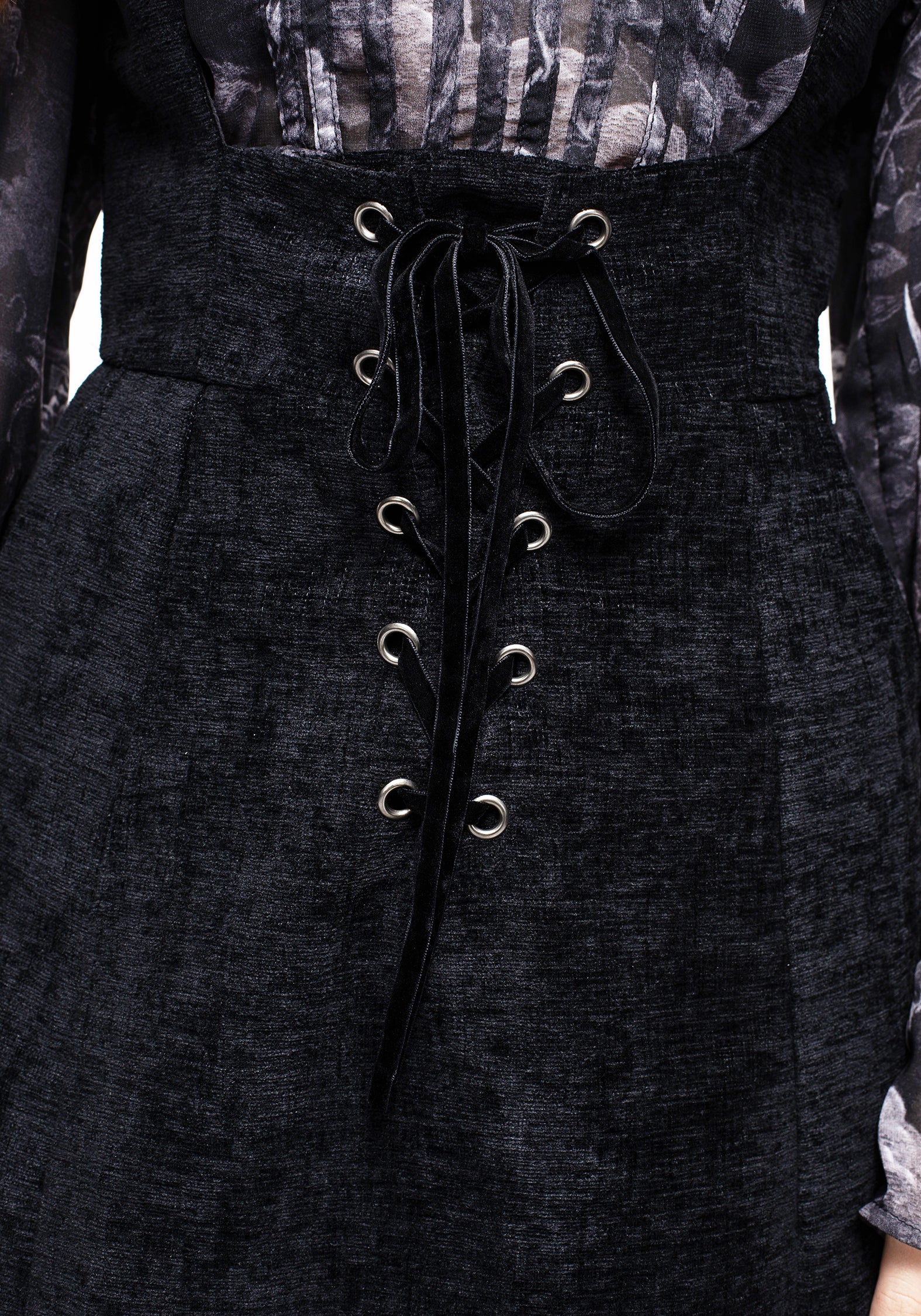 Black Corduroy Lace-Up Midi Pinafore Dress | Valar