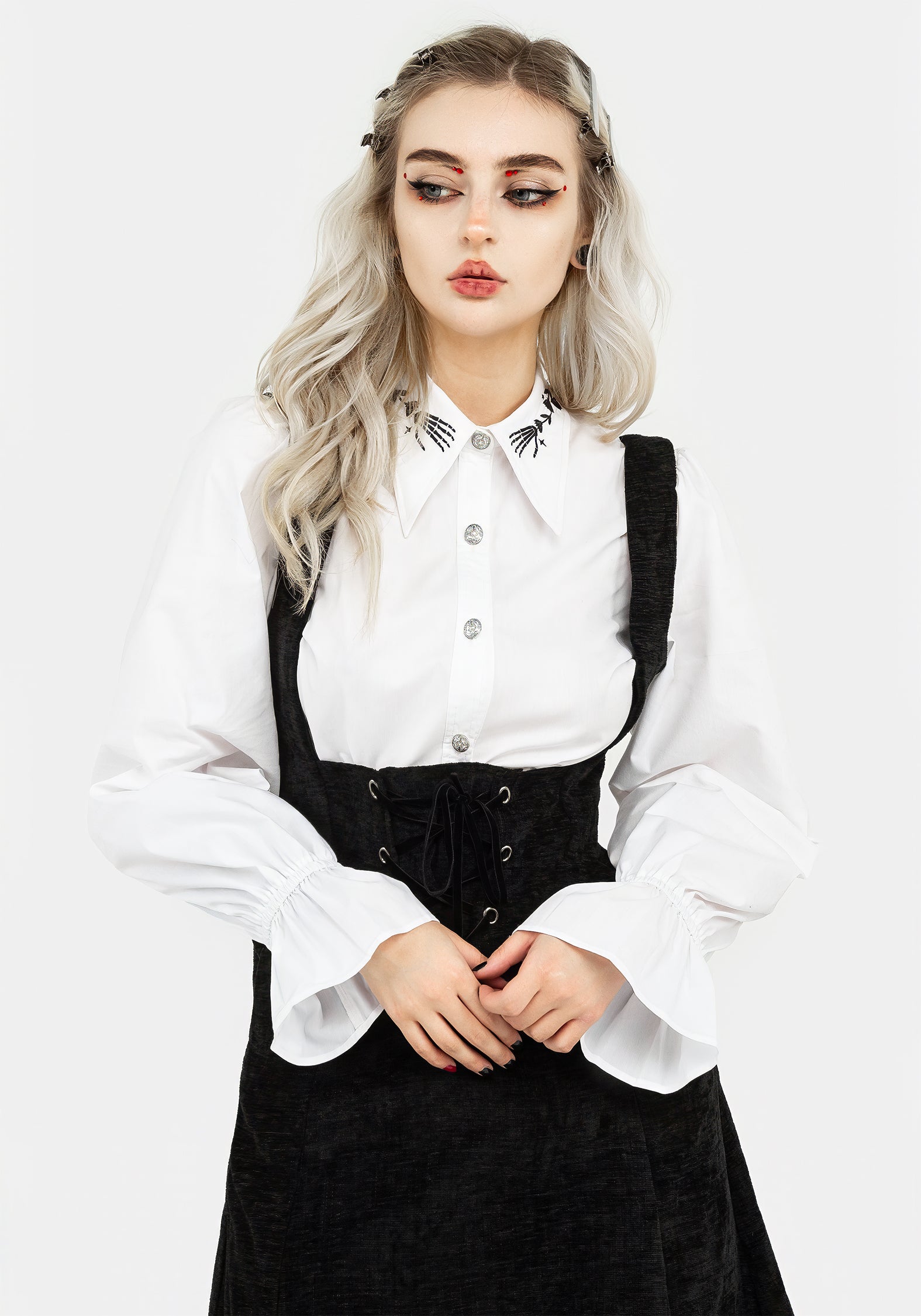 Black Corduroy Lace-Up Midi Pinafore Dress | Valar