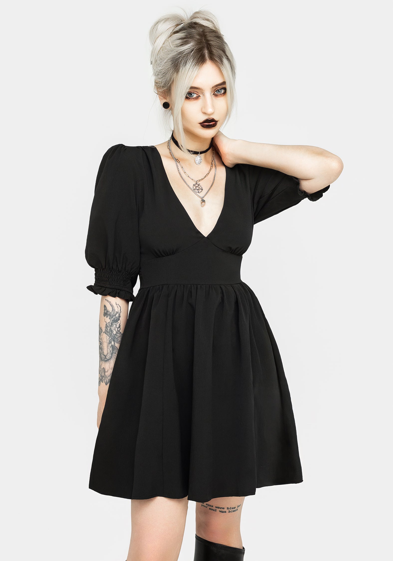 Black Textured Midi Dress with Cut-Out Back | Divination