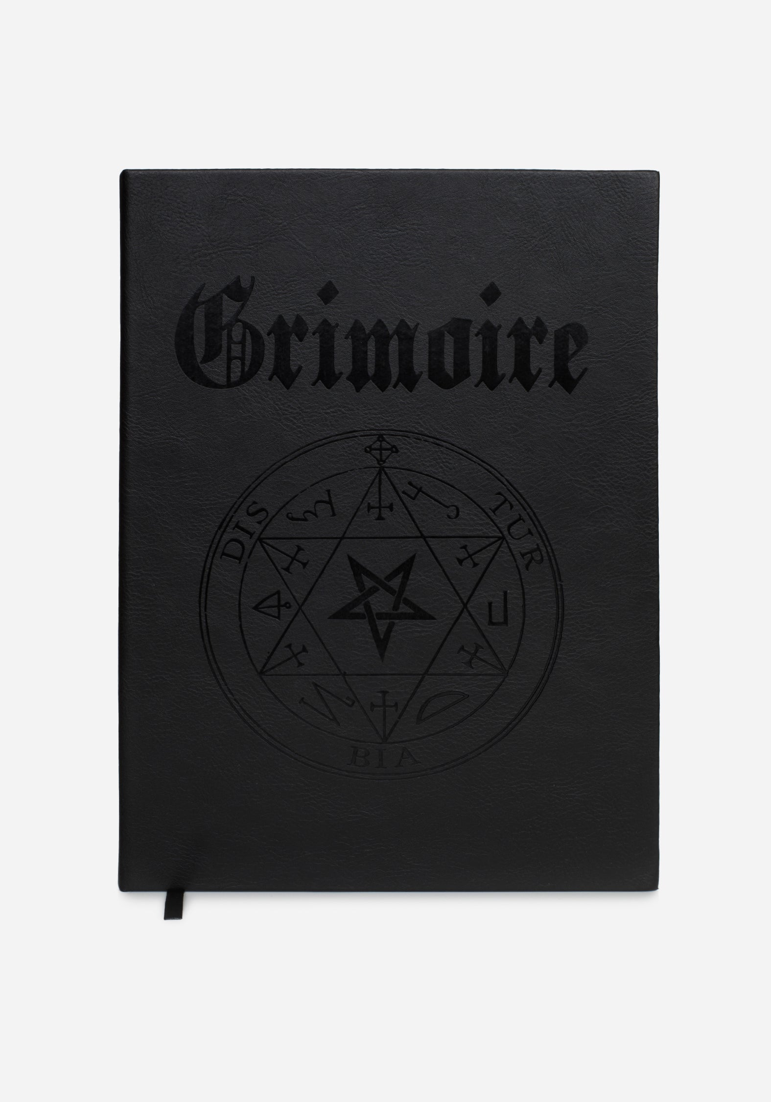 Black A4 Grimoire Journal - Faux Leather Hardback with Embossed Seal | Maleficarum