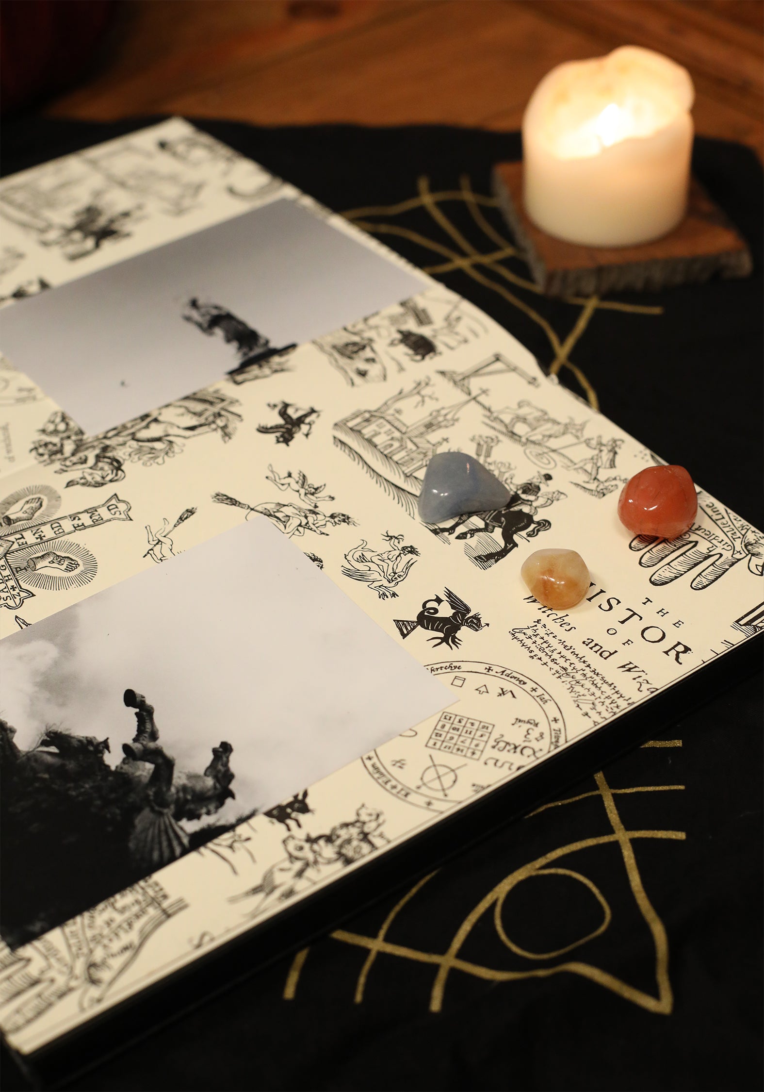 Black A4 Grimoire Journal - Faux Leather Hardback with Embossed Seal | Maleficarum