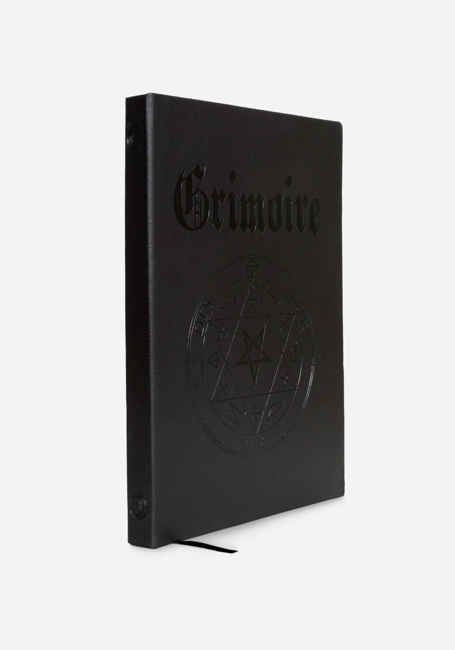 Black A4 Grimoire Journal - Faux Leather Hardback with Embossed Seal | Maleficarum