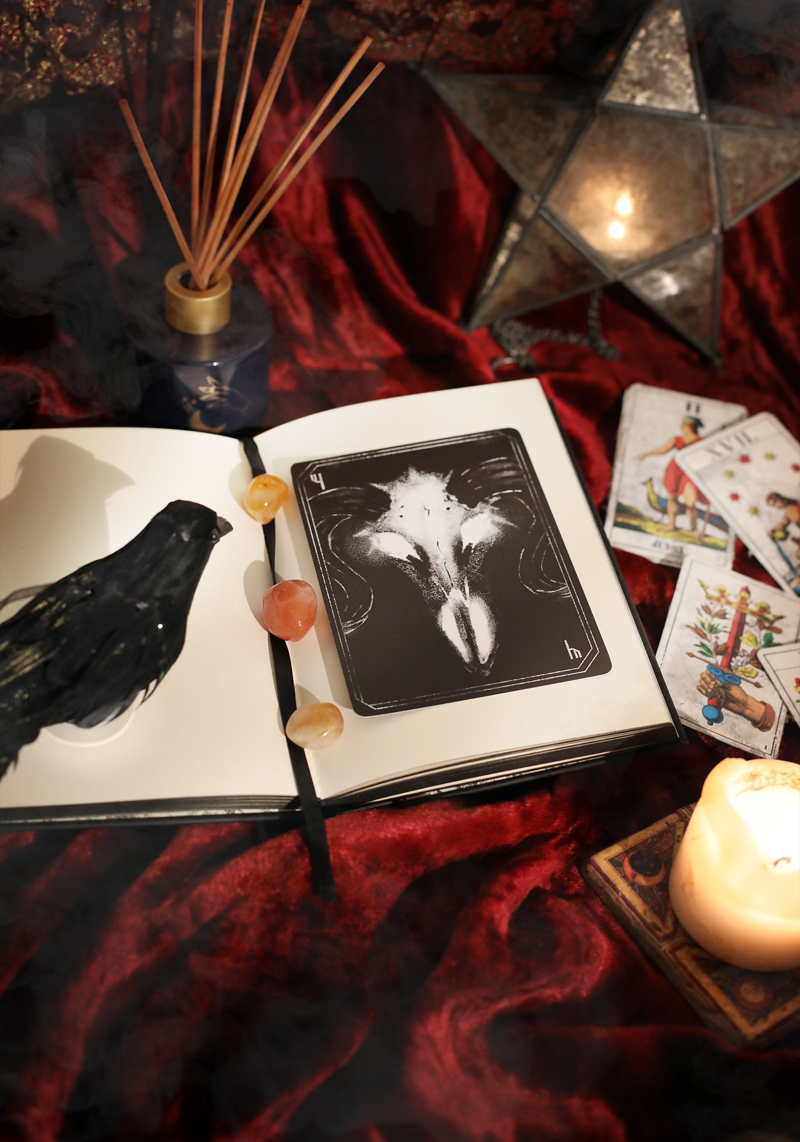 Cartomancy Tarot Journal - A5 Hardback with Black Edged Pages & Ribbon