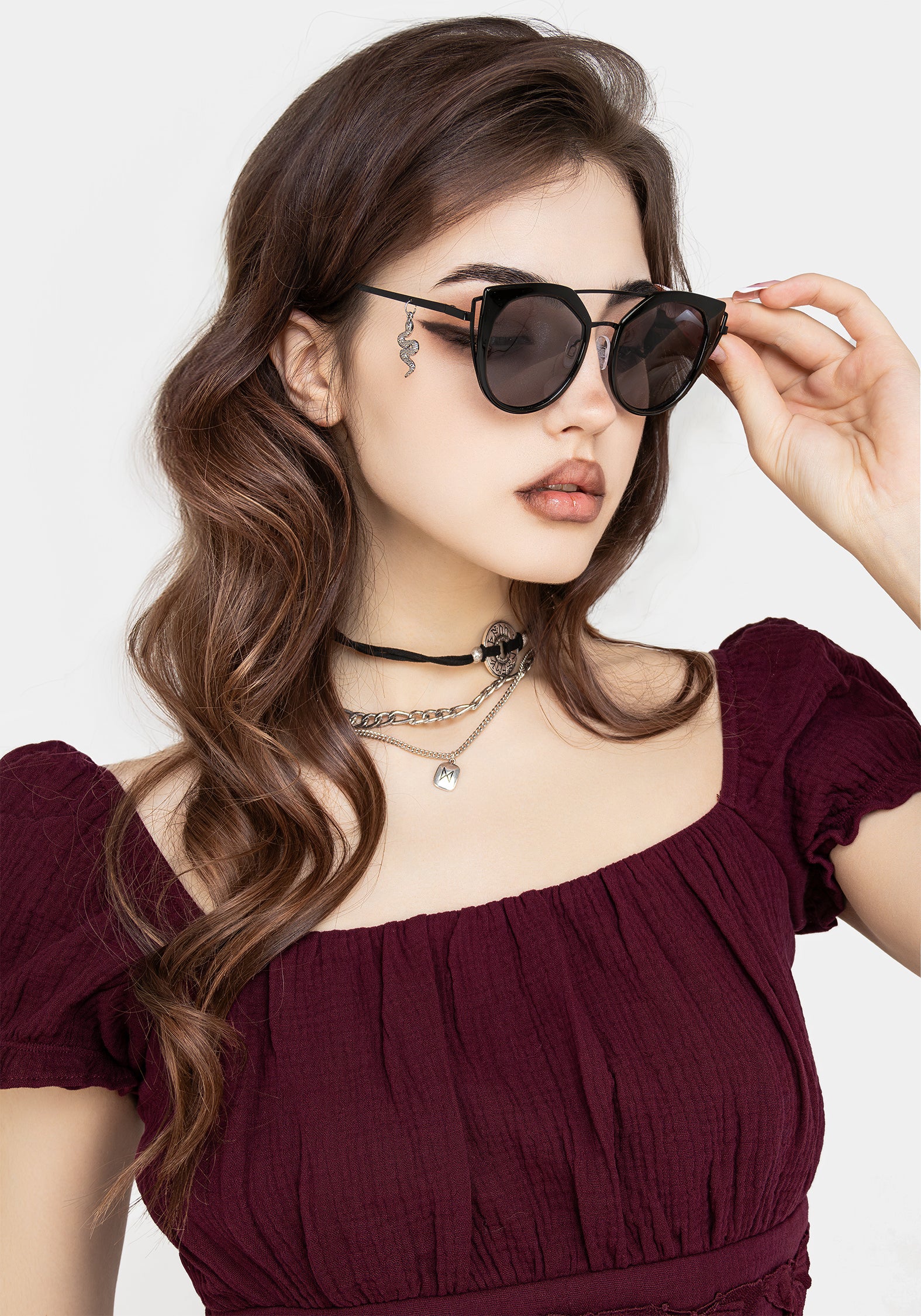 Purple Textured Bardot Crop Top with Butterfly Embroidery | Psyche