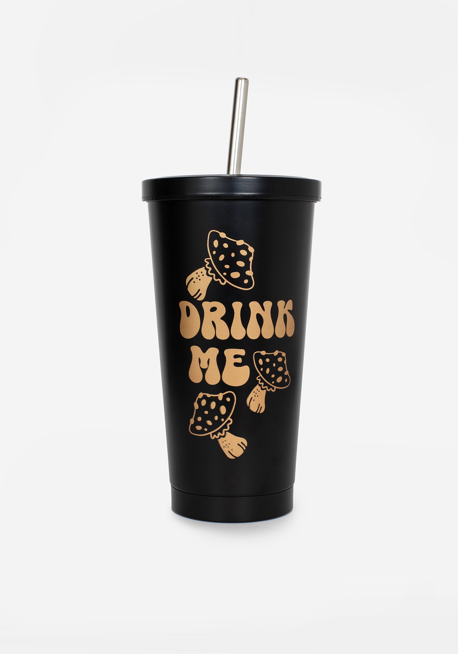 Insulated Straw Tumbler with Mushroom Print & Stainless Steel Straw | Wonderland