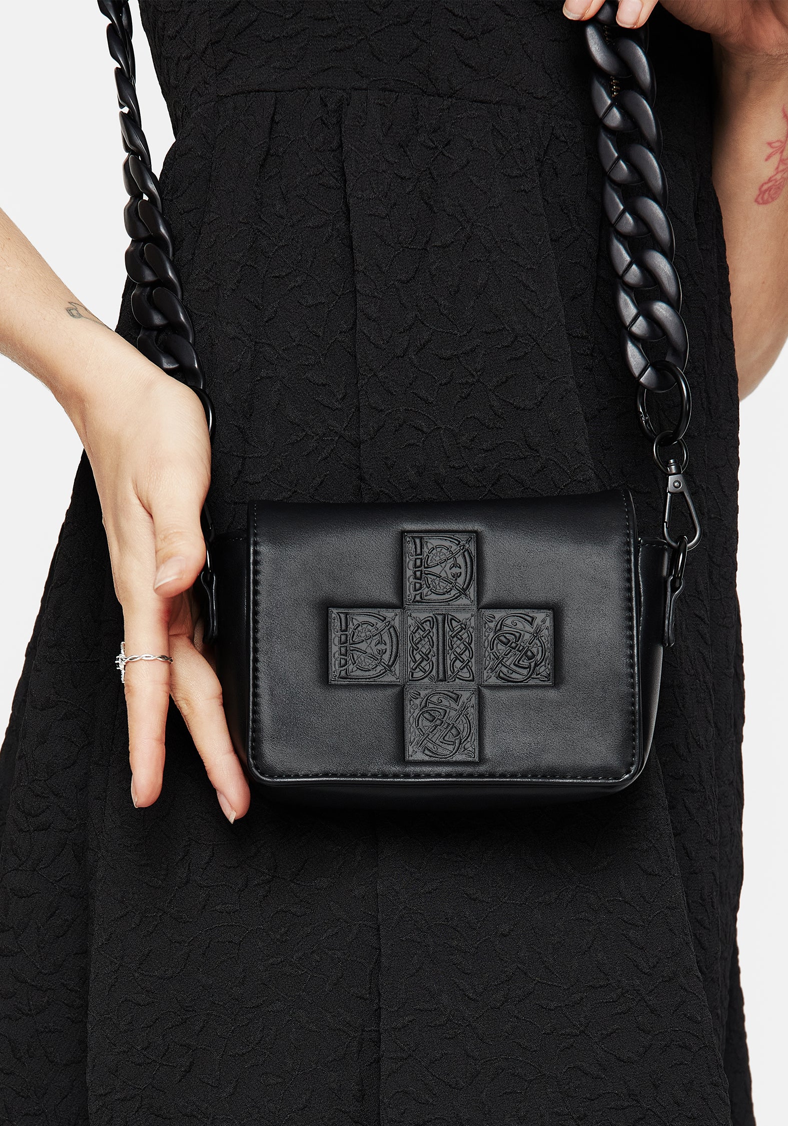 Black Mini Crossbody Bag with Removable Chain Strap | Illuminate