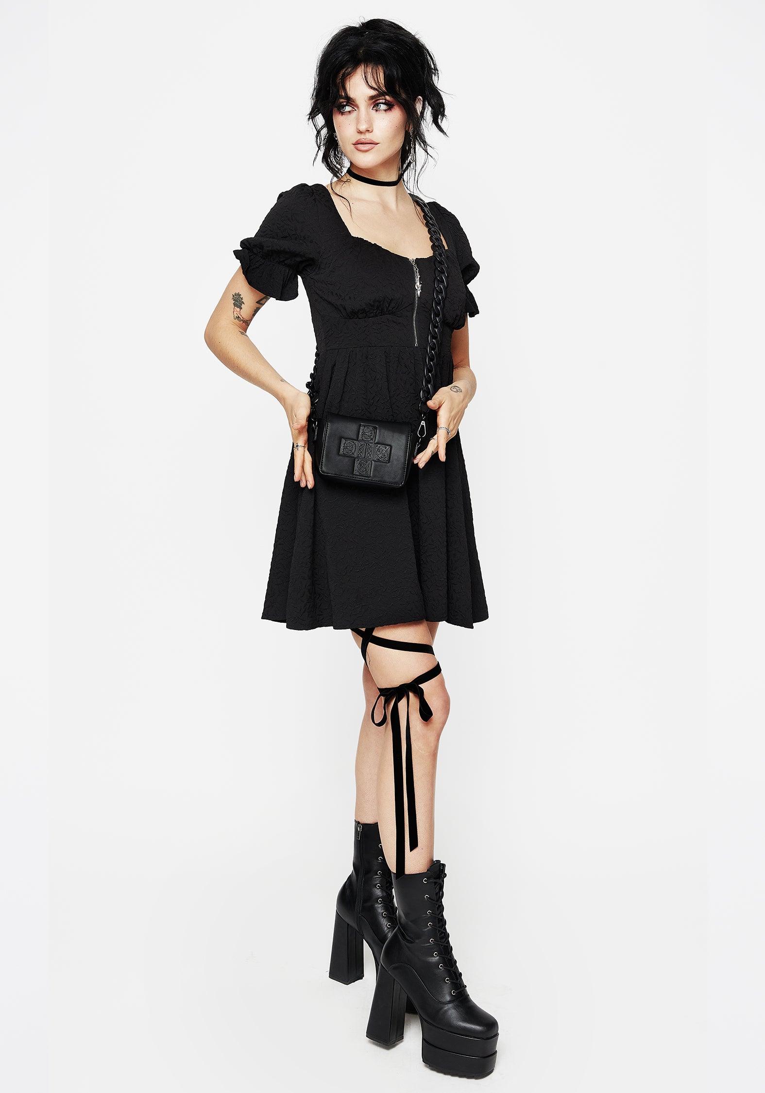 Black Mini Crossbody Bag with Removable Chain Strap | Illuminate