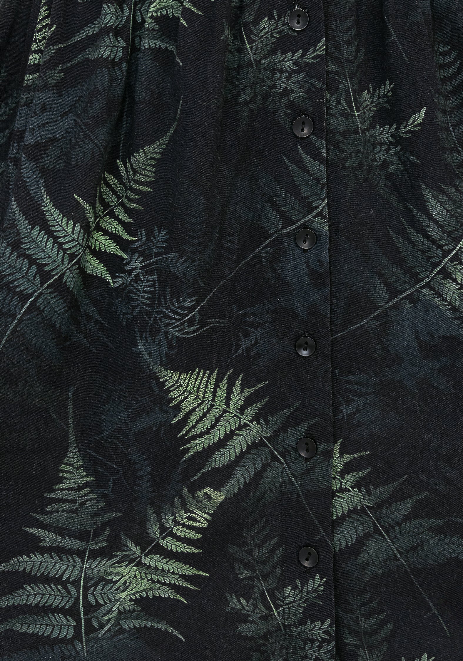 Black & Green Fern Print Button Up Corset Mini Dress | Silky Rayon