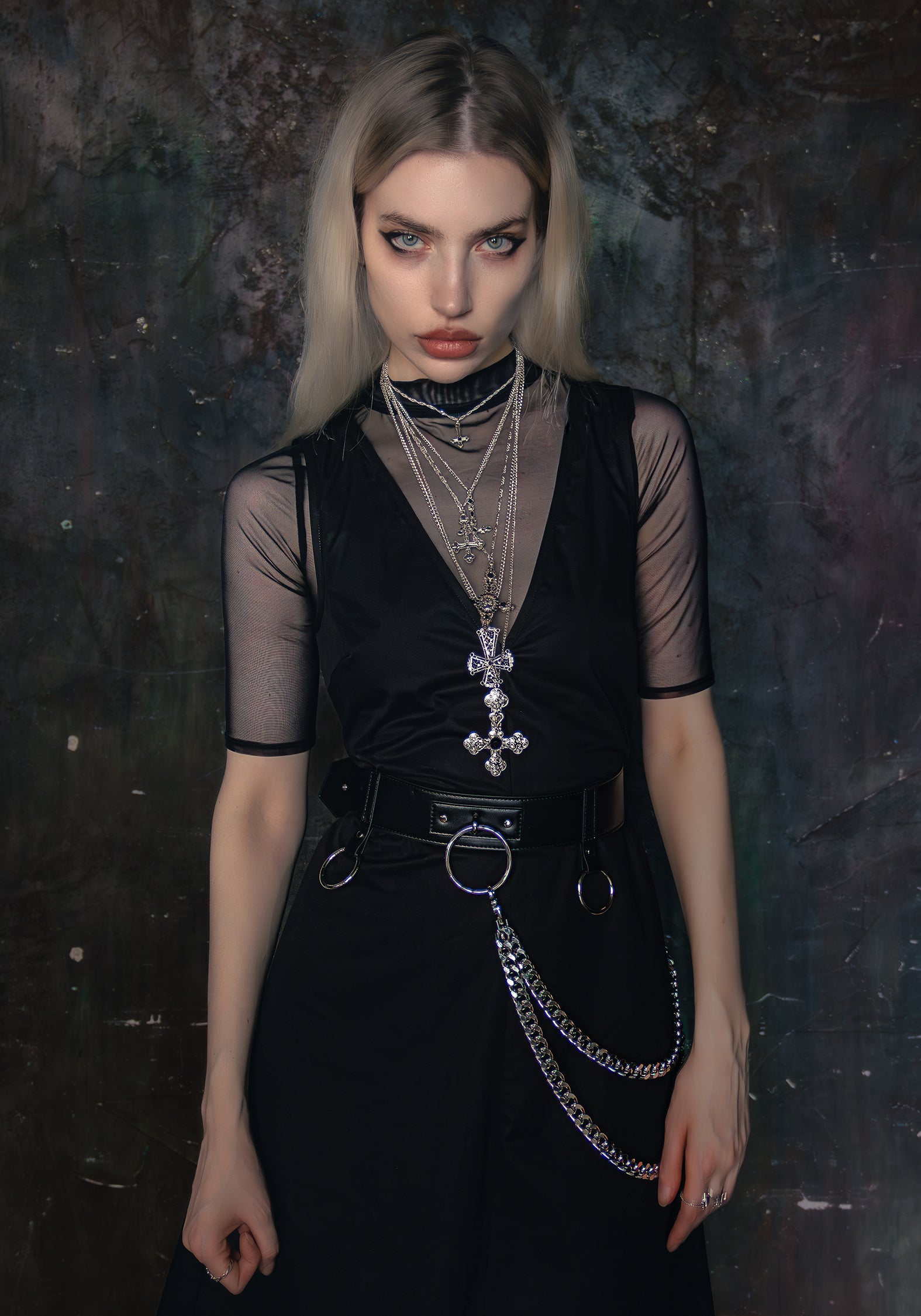 Black A-Line Cotton Midaxi Dress with V-Neck & Side Pockets | Freyja