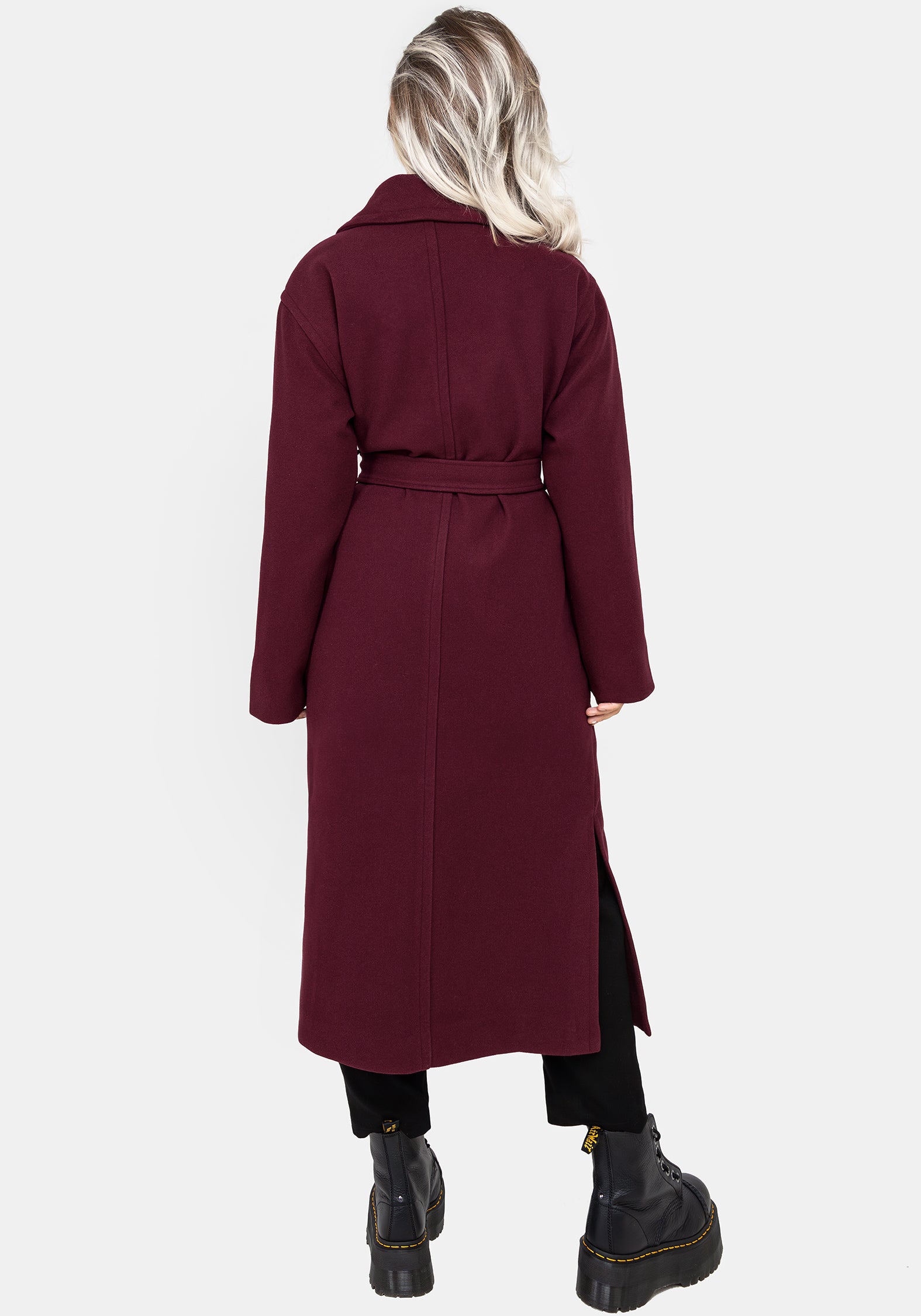 Oversized Red Wool Coat with Skull Brooch | Meltdown
