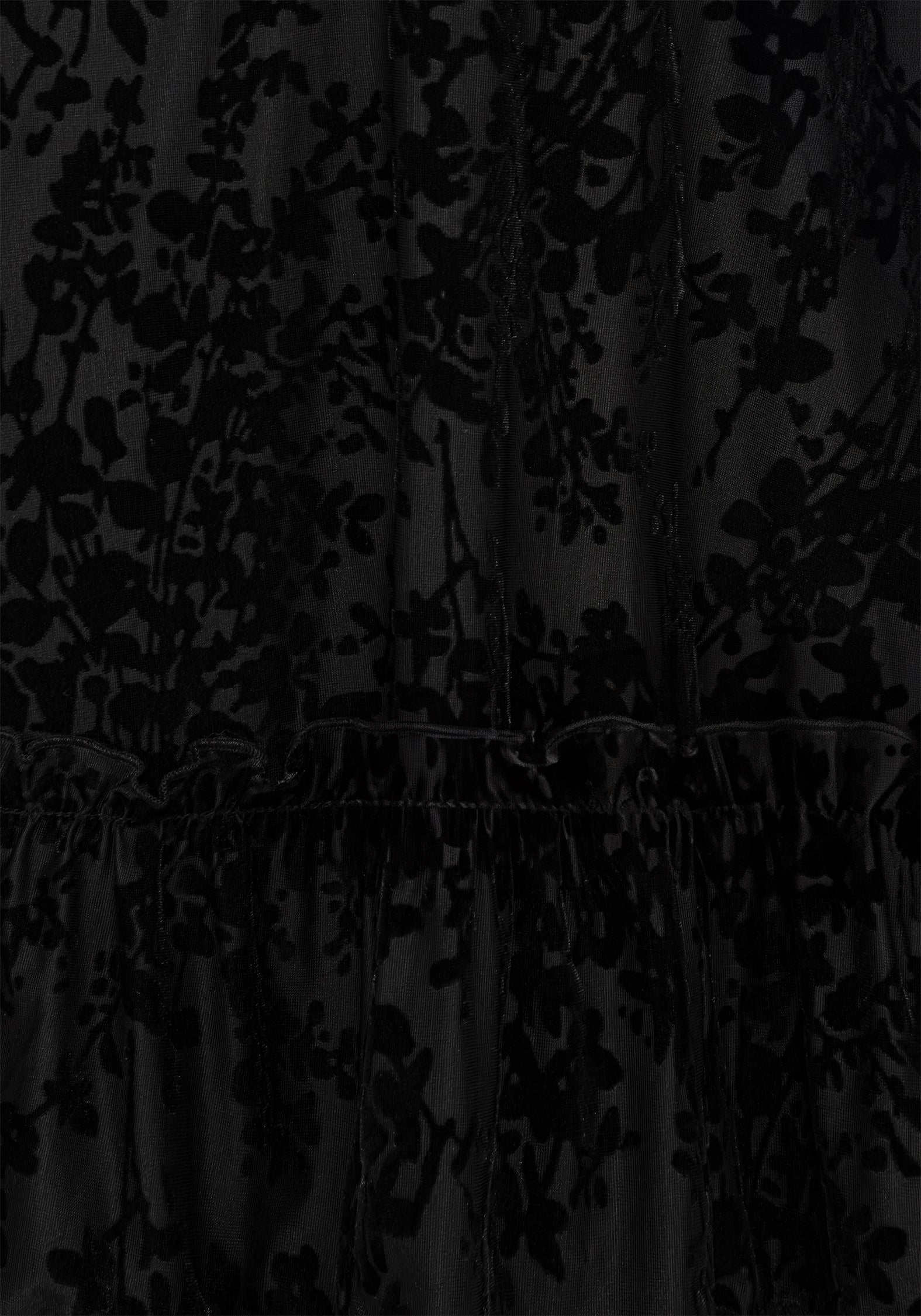 Black Velvet Mesh Mini Dress with Tiered Skirt | Lilias Devoré